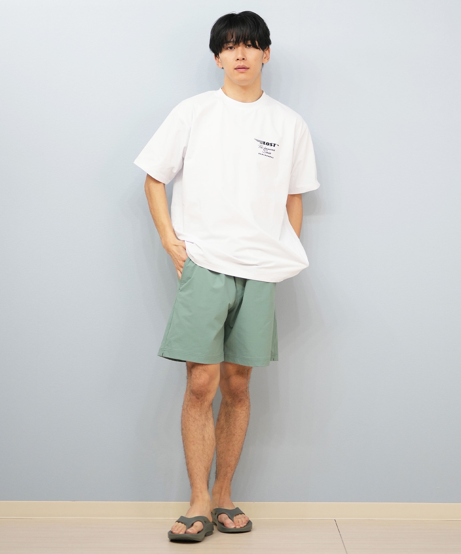LOST ロスト 水着 ラッシュガード 半袖 Tシャツ メンズ バックプリント 水陸両用 吸水速乾 UVカット L25S-4303 ムラサキスポーツ限定(WHT-M)