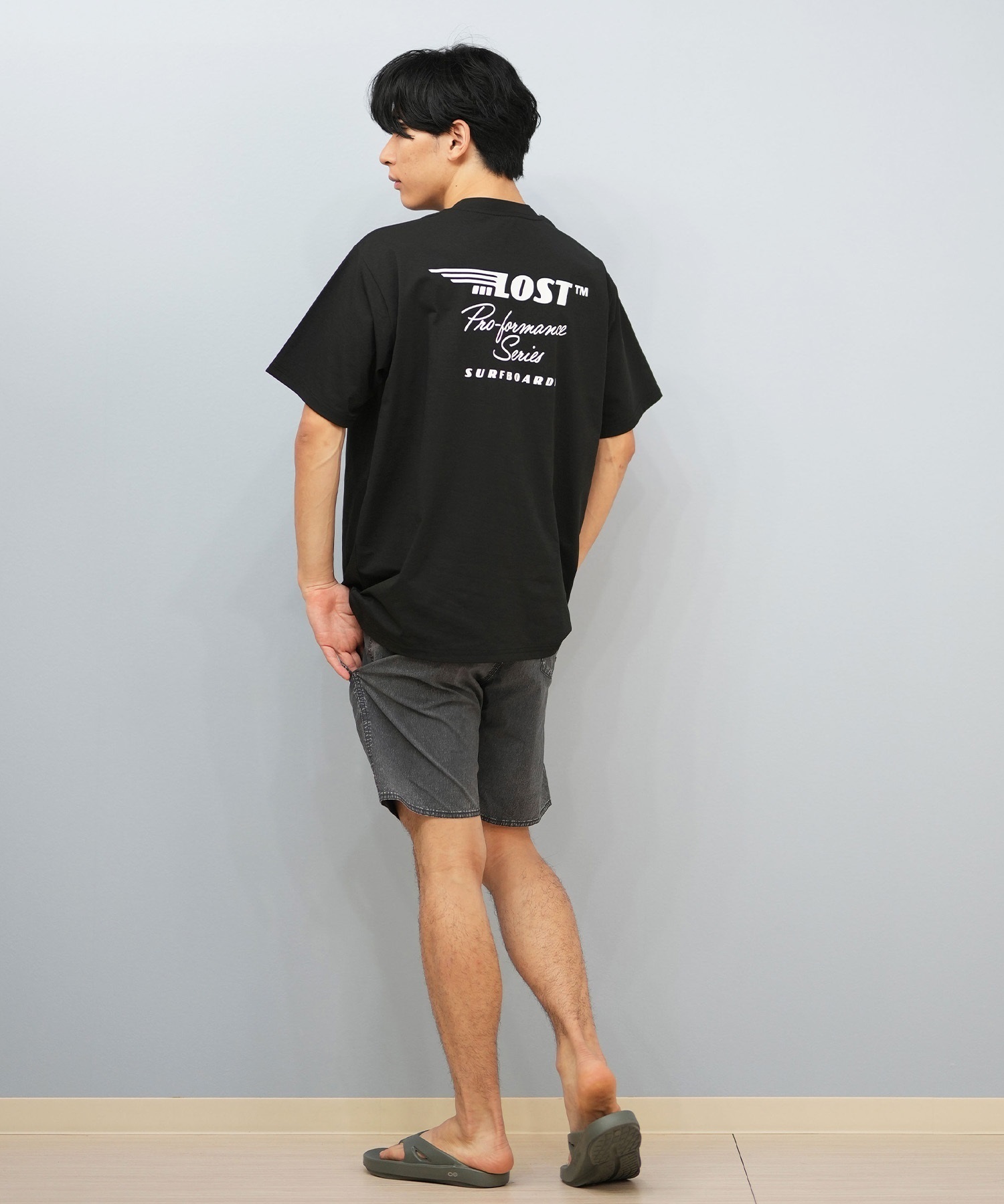 LOST ロスト 水着 ラッシュガード 半袖 Tシャツ メンズ バックプリント 水陸両用 吸水速乾 UVカット L25S-4303 ムラサキスポーツ限定(WHT-M)