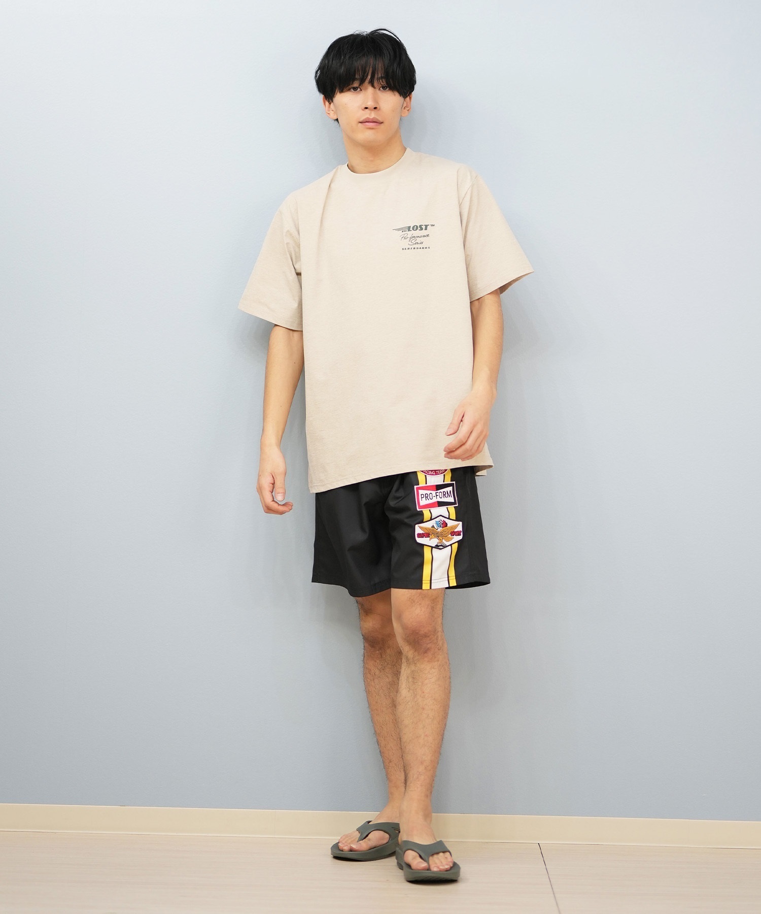 LOST ロスト 水着 ラッシュガード 半袖 Tシャツ メンズ バックプリント 水陸両用 吸水速乾 UVカット L25S-4303 ムラサキスポーツ限定(WHT-M)