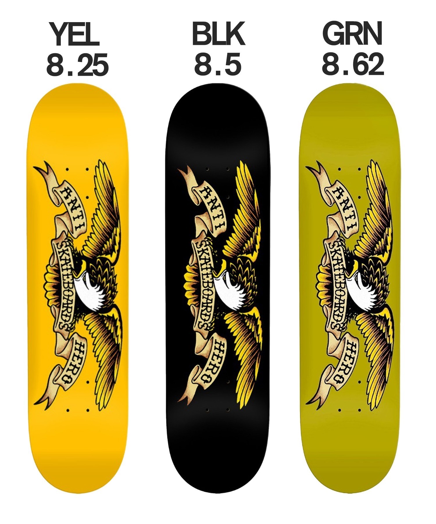 ANTIHERO アンチヒーロ スケートボード デッキ 8.25～8.6inch DBX