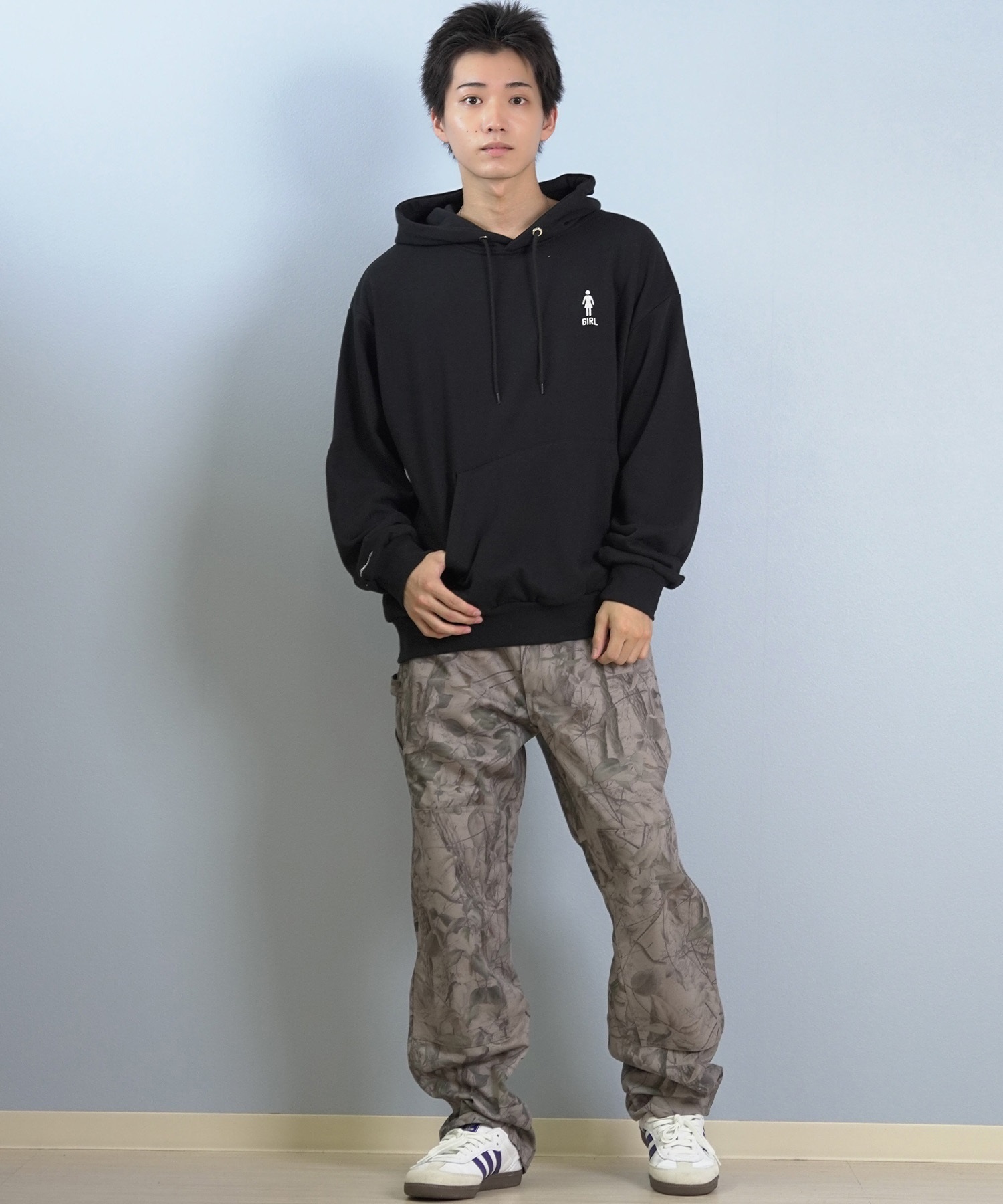 GIRL ガール プルオーバー パーカー メンズ シンプル ワンポイント