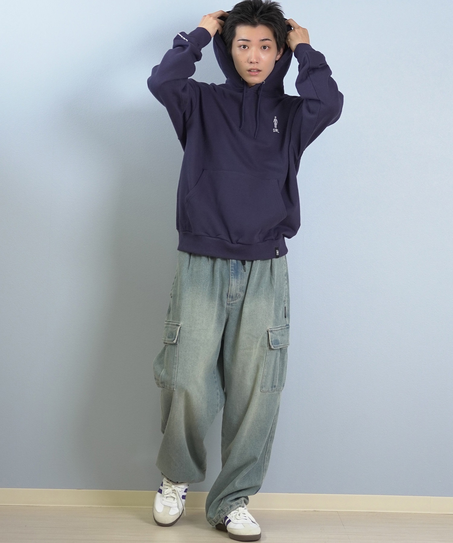 GIRL ガール プルオーバー パーカー メンズ シンプル ワンポイント