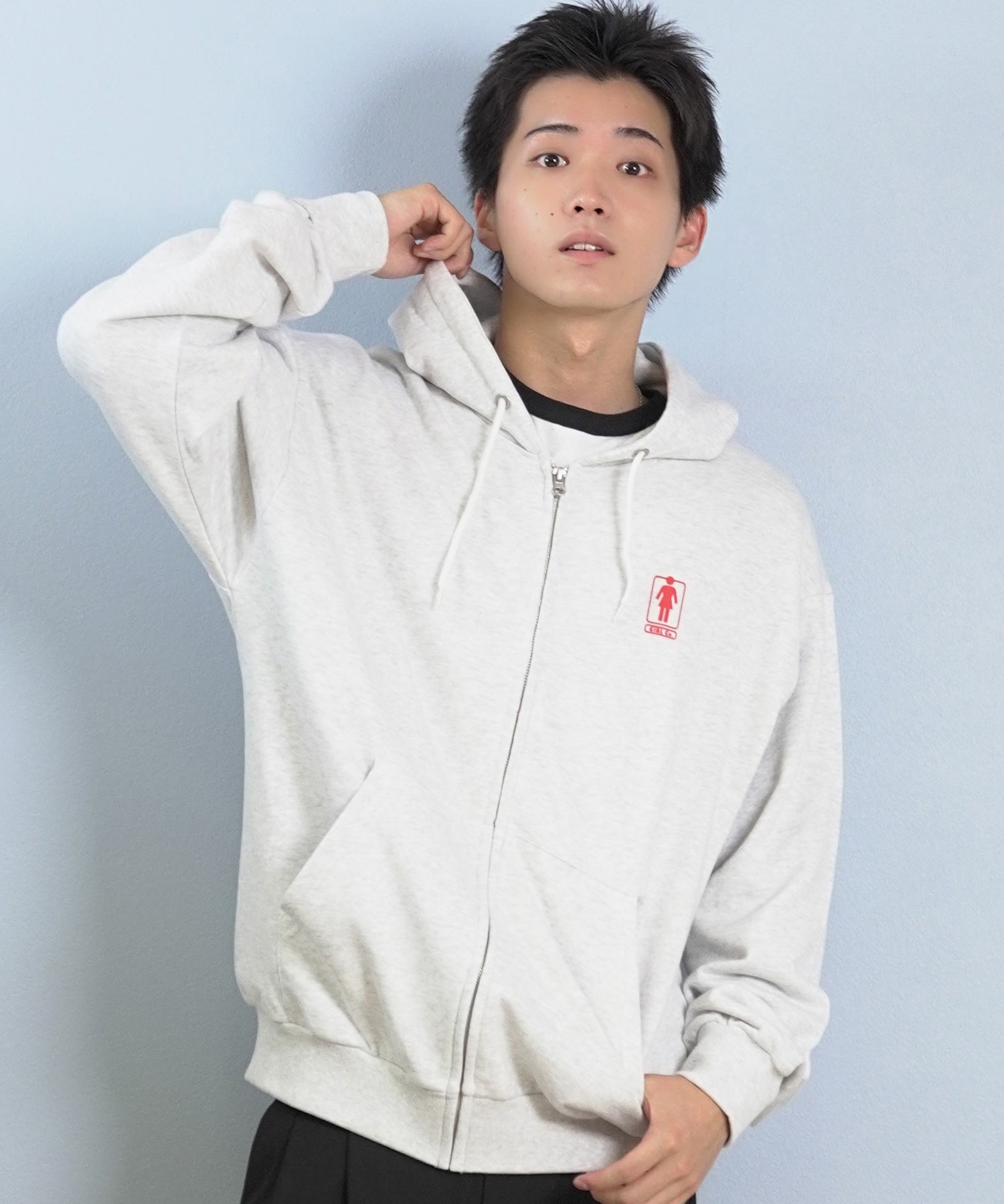 GIRL ガール ジップアップ パーカー メンズ バックプリント ロゴ