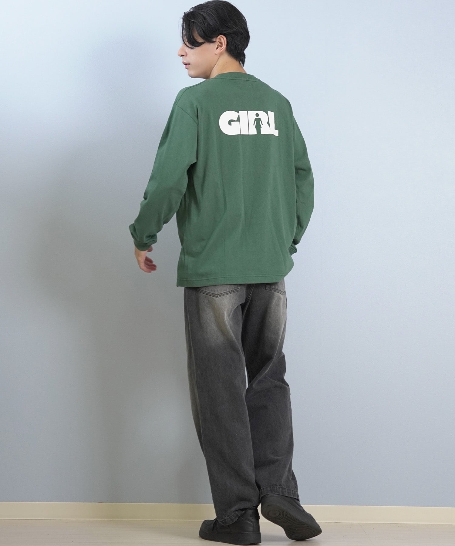 GIRL ガール 長袖 Tシャツ ロンT メンズ バックプリント ロゴ