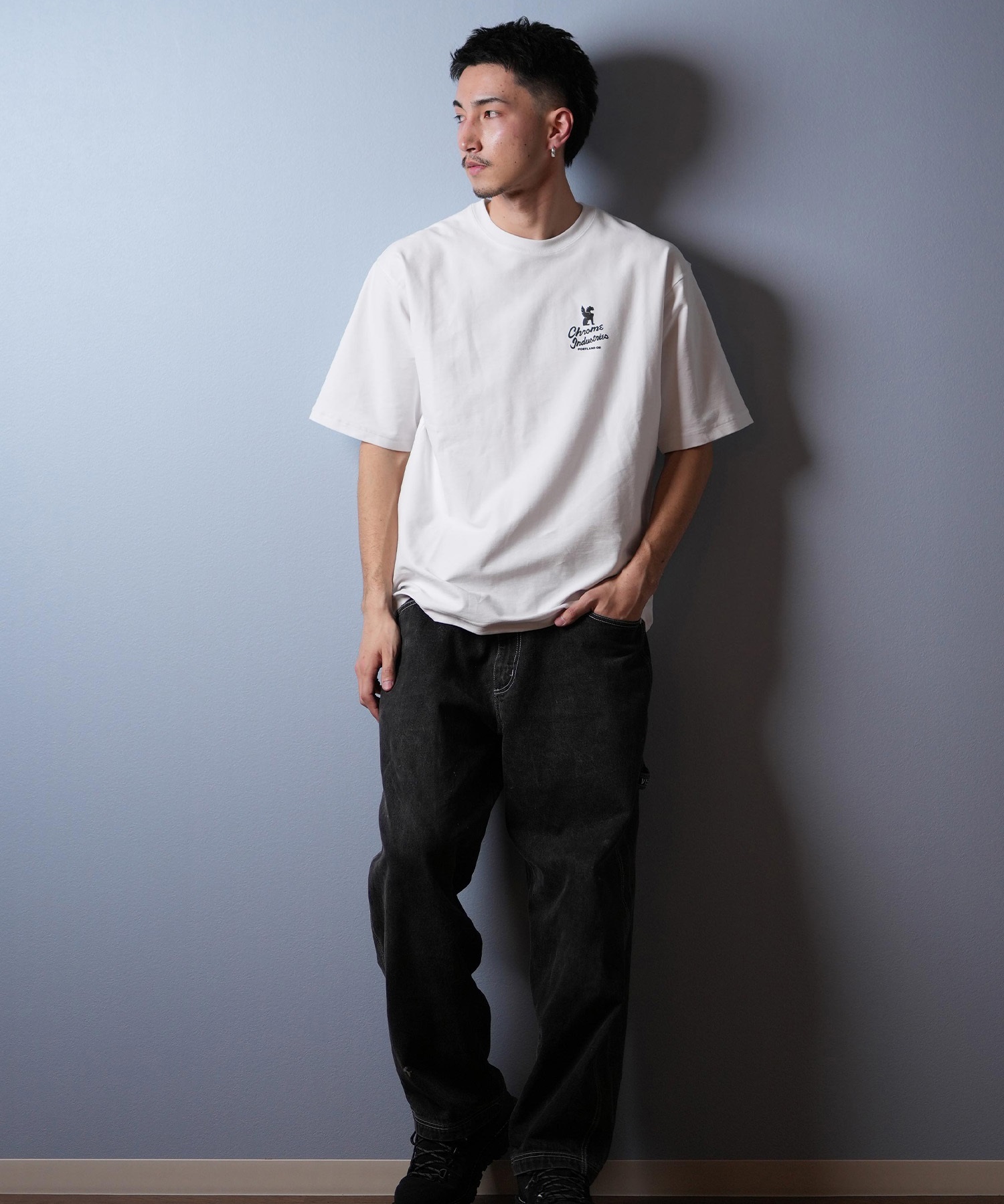 CHROME クローム 半袖 Tシャツ メンズ バックプリント オーバーサイズ JP263WH(WHITE-M)