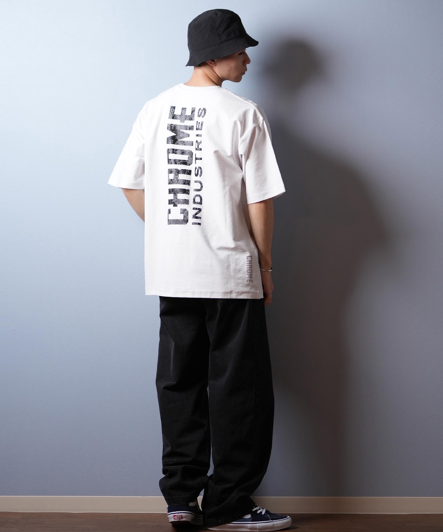 boohoo MAN オーバーサイズ 半袖 パーム バックプリント Tシャツ CHROME クローム 半袖 Tシャツ メンズ バックプリント オーバー
