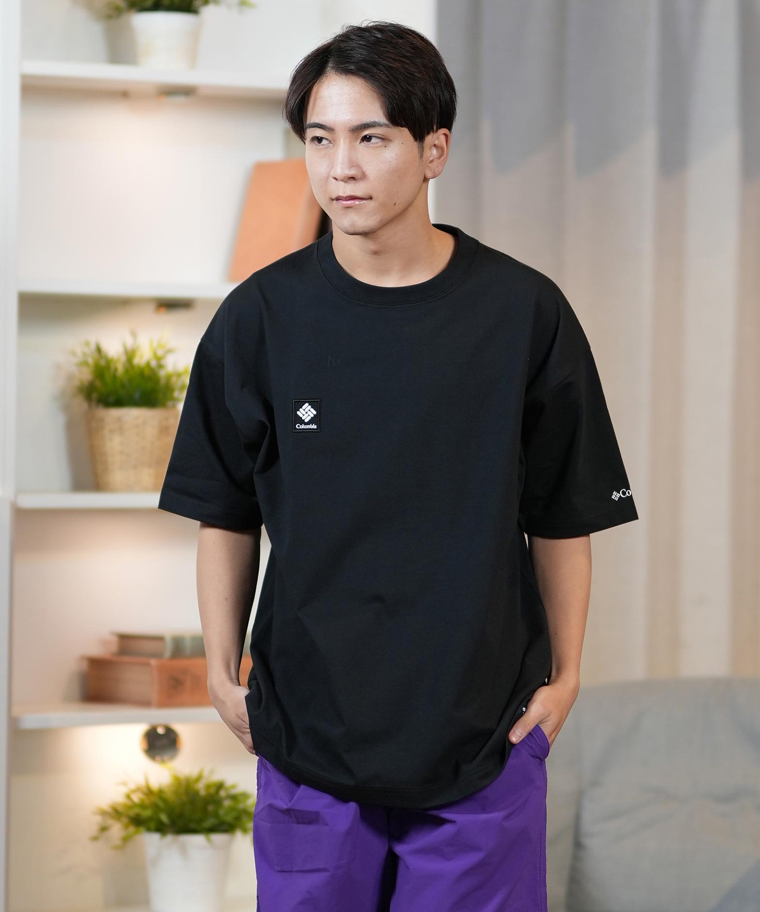 Columbia コロンビア 半袖 Tシャツ メンズ オーバーサイズTシャツ UVケア バックプリント PM4502 ムラサキスポーツ限定(100-S)