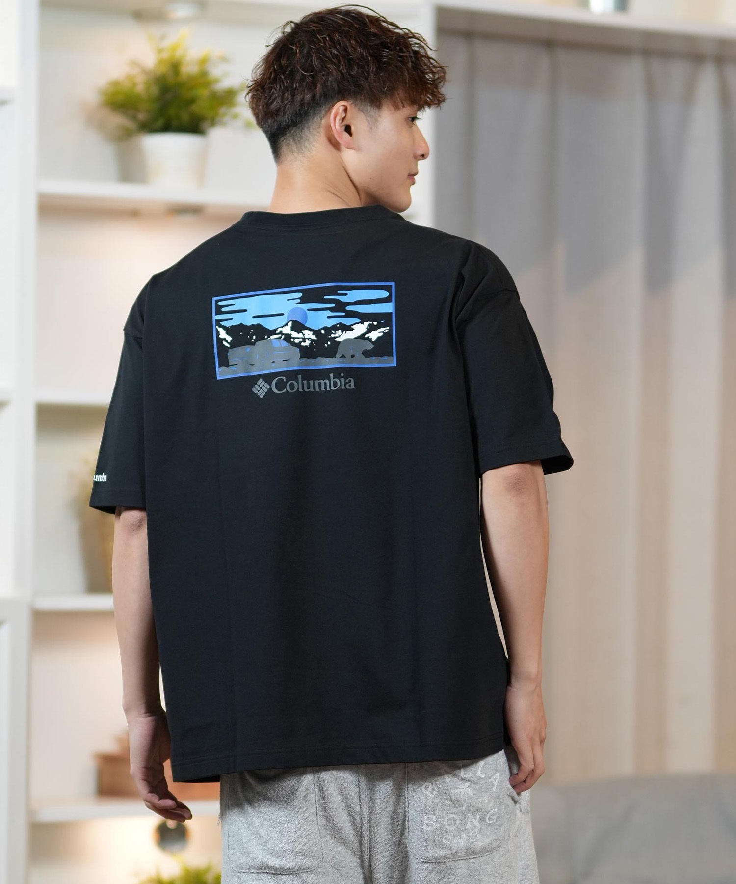 Columbia コロンビア 半袖 Tシャツ メンズ オーバーサイズTシャツ UVケア バックプリント PM4502 ムラサキスポーツ限定(100-S)