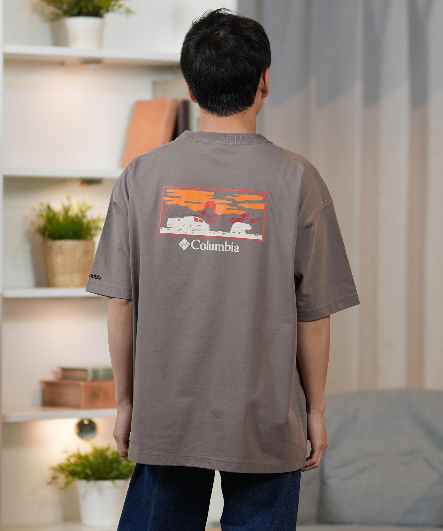 Columbia コロンビア 半袖 Tシャツ メンズ オーバーサイズTシャツ UVケア バックプリント PM4502 ムラサキスポーツ限定(100-S)