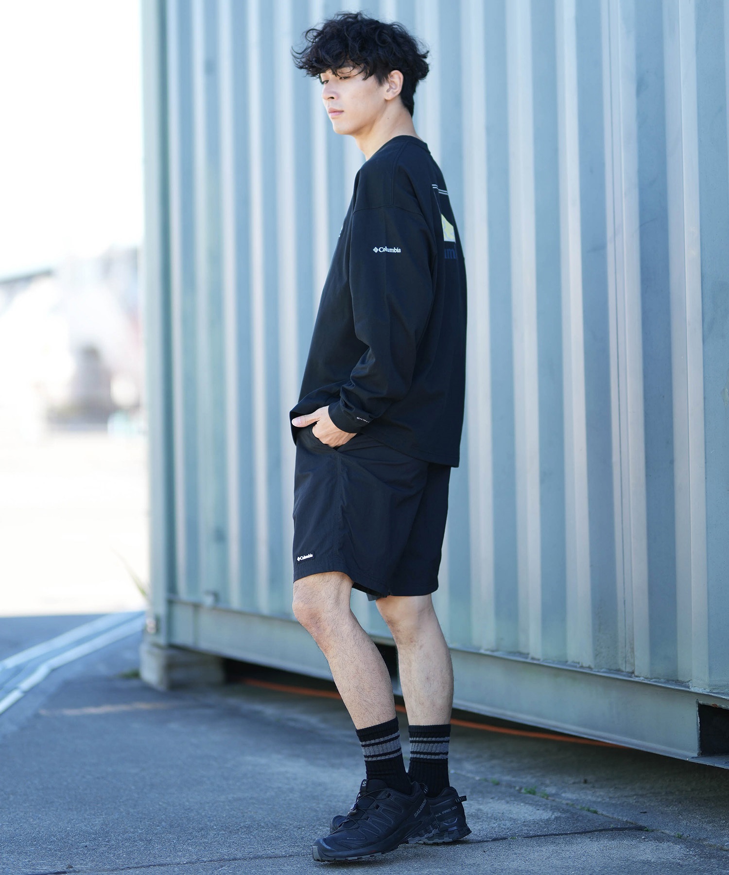 限定カラー‼️alo 青黒 ショートパンツ Columbia コロンビア ショートパンツ メンズ ショーツ ハーフパンツ