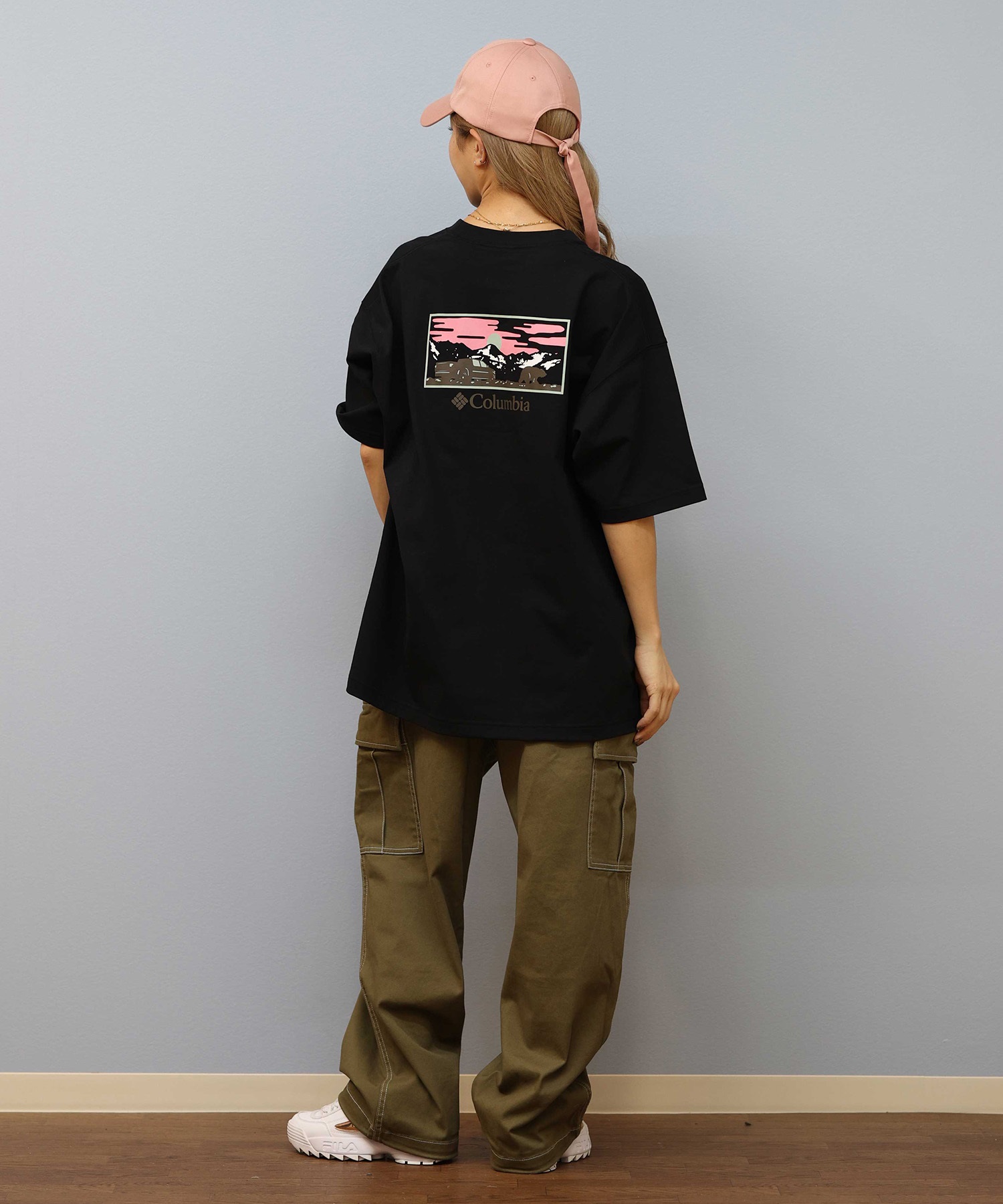 Columbia コロンビア 半袖 Tシャツ レディース バックプリント ロゴ オーバーサイズ UVカット PM4502-LADY ムラサキスポーツ限定(102-S)