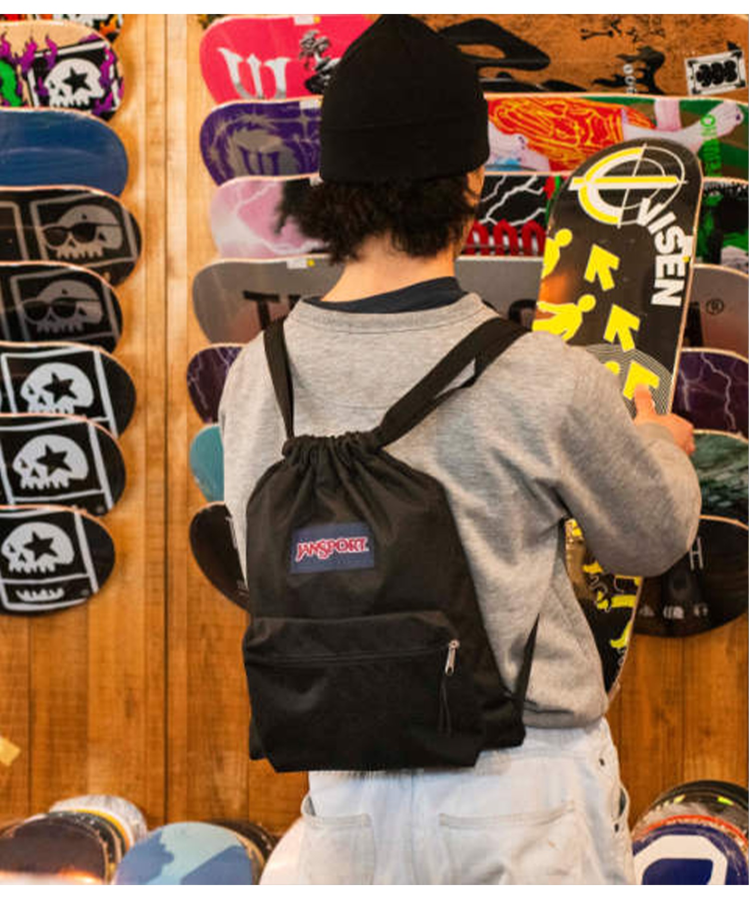 JANSPORT ジャンスポーツ バックパック リュック ナップサック DRAW SACK ドローサック BLACK 14L JS0A83LQ008(BLK-ONE)