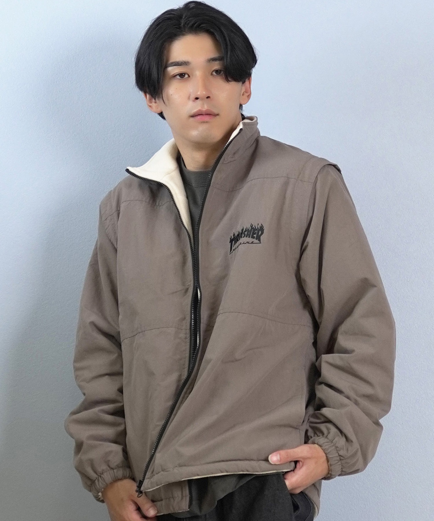 ヴィンテージ　古着　バツクラブ　フィッシングジャケット　アウター　リバーシブル THRASHER スラッシャー ジャケット メンズ リバーシブル 4WAY ロゴ