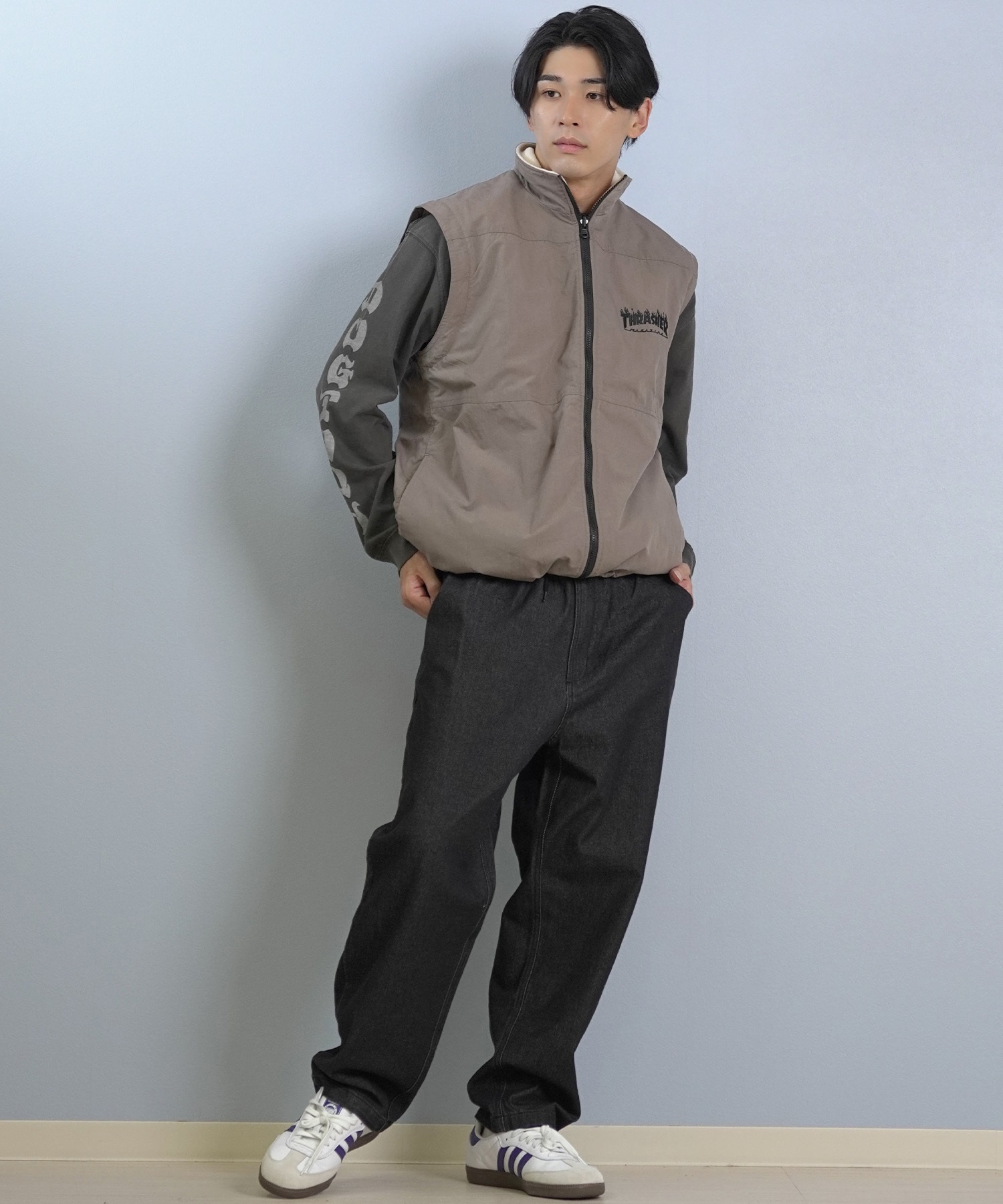 THRASHER スラッシャー ジャケット メンズ リバーシブル 4WAY ロゴ