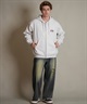 THRASHER スラッシャー ジップアップ パーカー メンズ スウェット フーディー ロゴ ワンポイント 裏起毛 254TH1PK065(WHT-M)