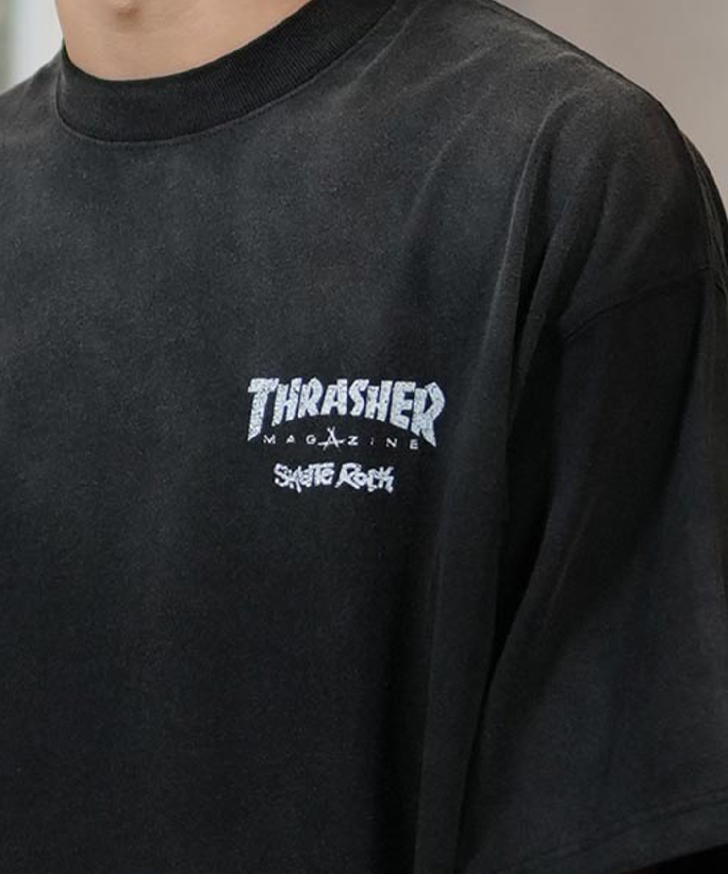 THRASHER スラッシャー 半袖 Tシャツ メンズ バックプリント オーバーサイズ 252TH1ST029 ムラサキスポーツ限定(BLK-1-M)
