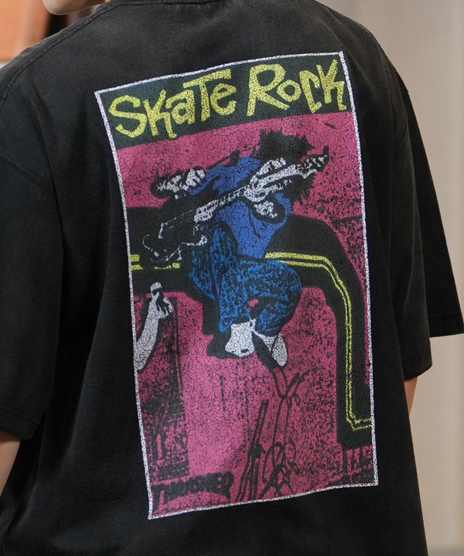 THRASHER スラッシャー 半袖 Tシャツ メンズ バックプリント オーバーサイズ 252TH1ST029 ムラサキスポーツ限定(BLK-1-M)