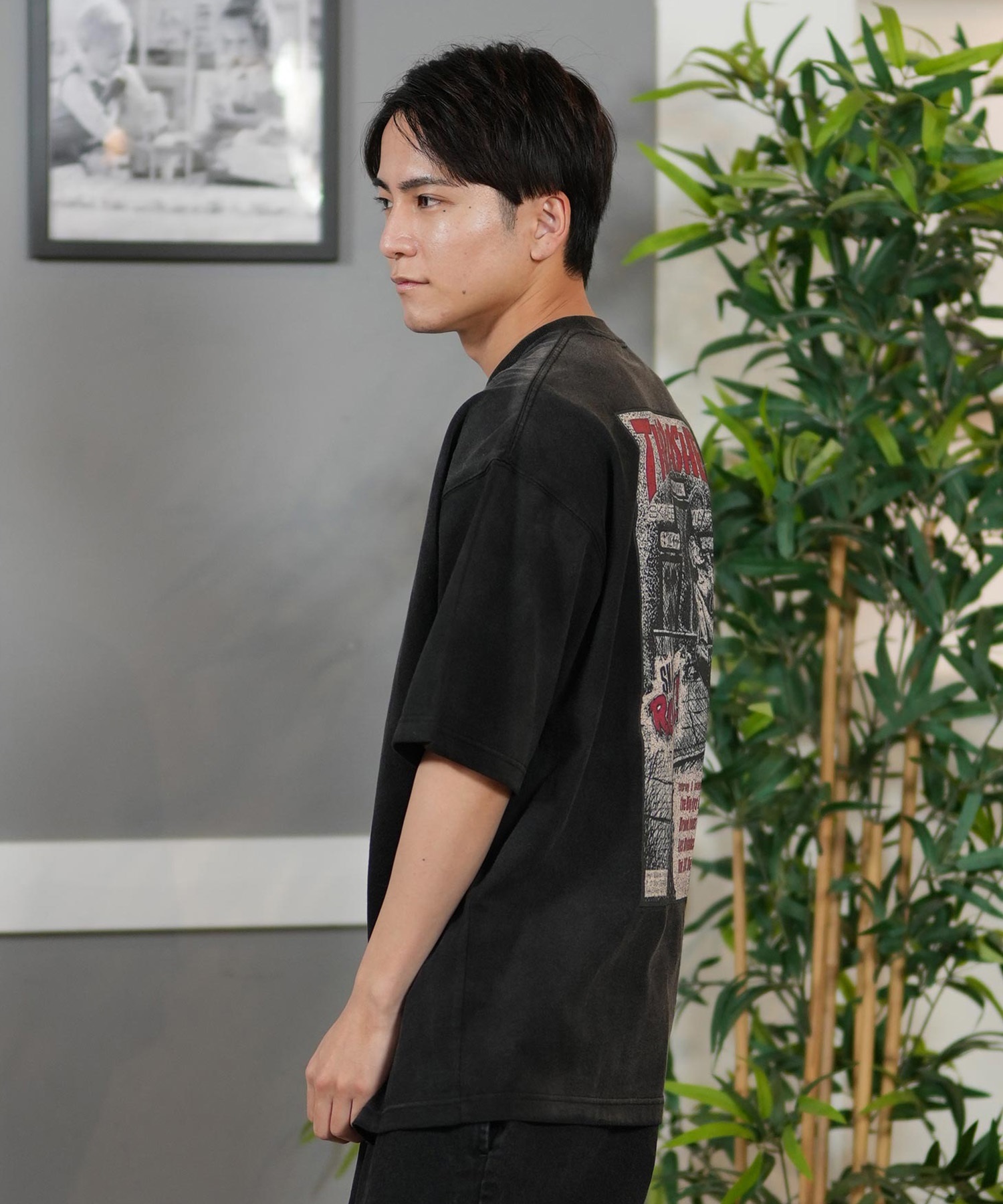 THRASHER スラッシャー 半袖 Tシャツ メンズ バックプリント オーバーサイズ 252TH1ST029 ムラサキスポーツ限定(BLK-1-M)
