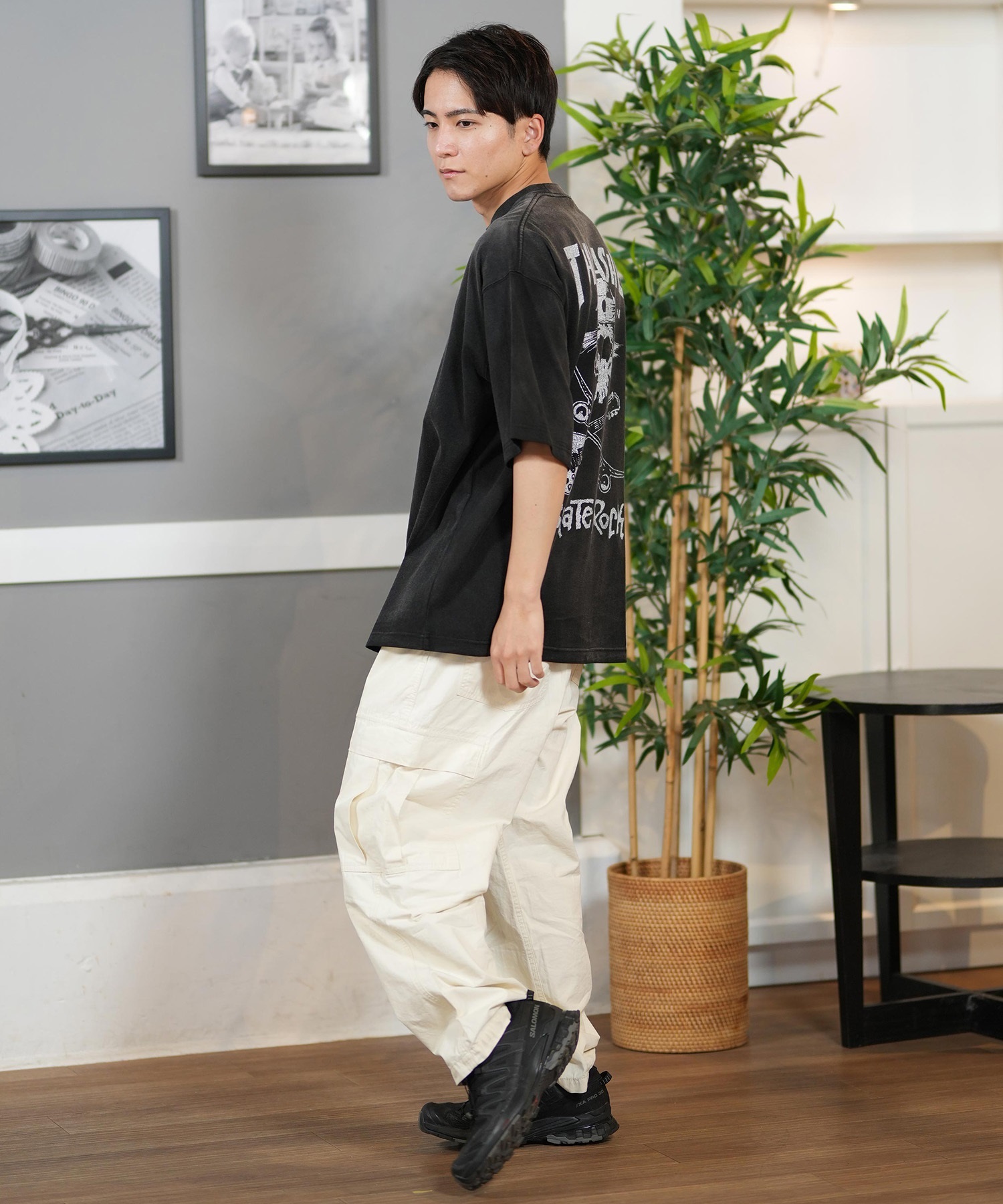 THRASHER スラッシャー 半袖 Tシャツ メンズ バックプリント オーバーサイズ 252TH1ST029 ムラサキスポーツ限定(BLK-1-M)