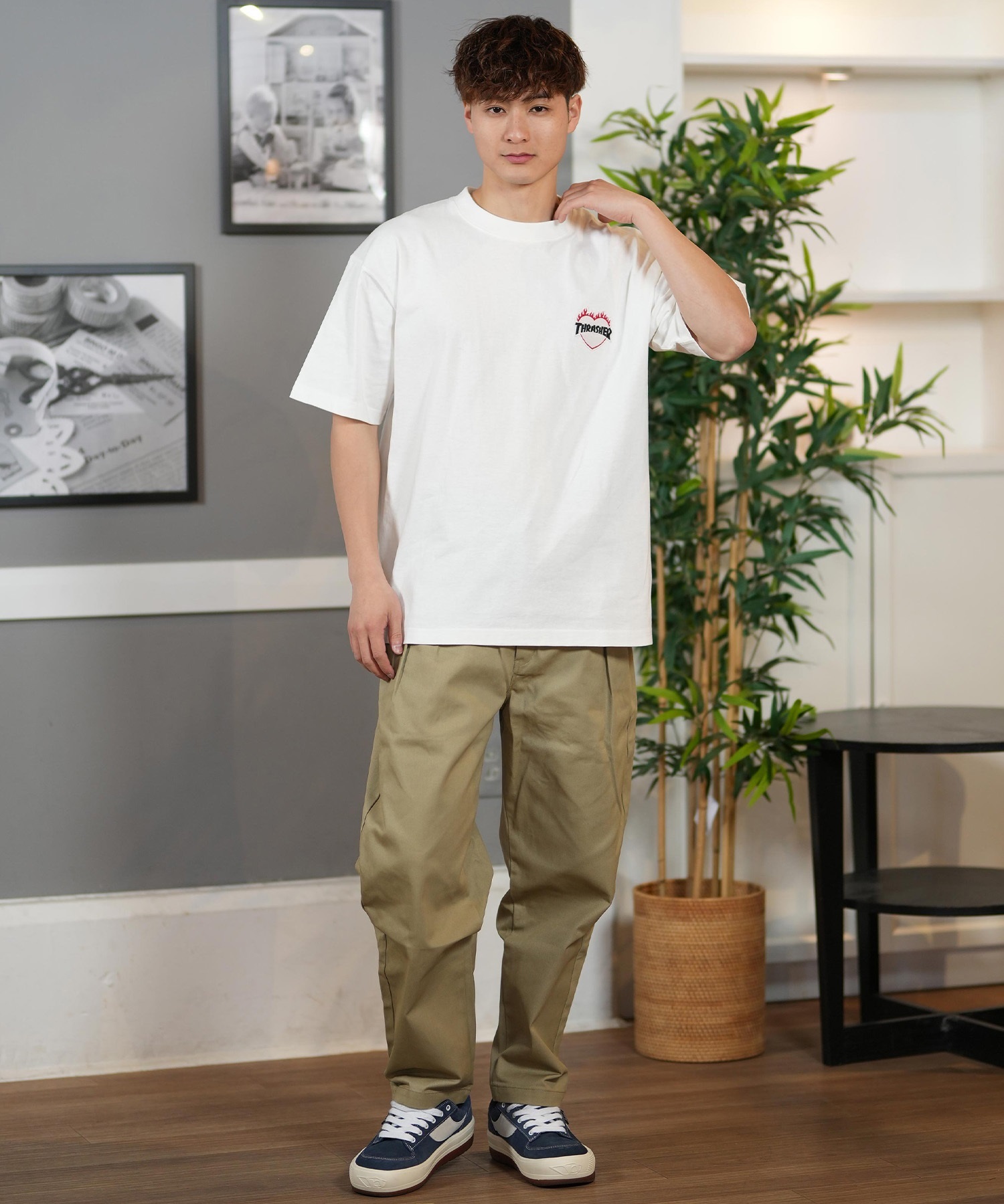 THRASHER スラッシャー 半袖 Tシャツ メンズ フロント刺繍 オーバー