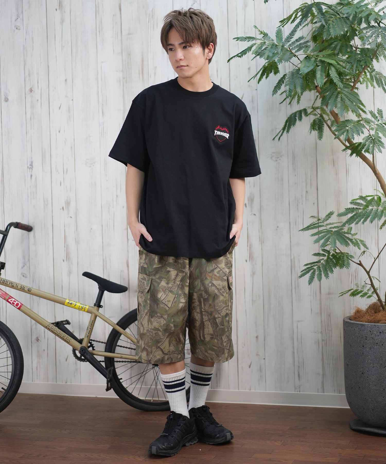 THRASHER スラッシャー 半袖 Tシャツ メンズ フロント刺繍 オーバー