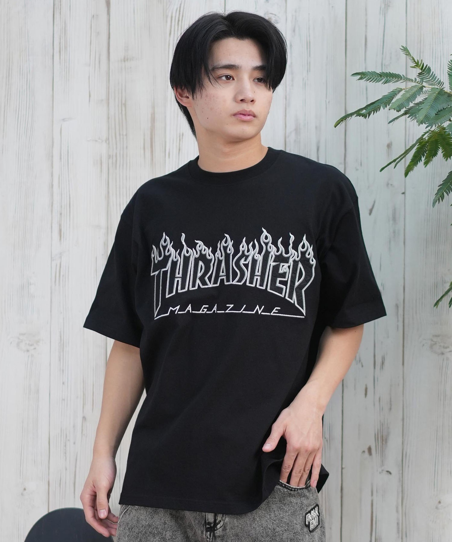 THRASHER スラッシャー 半袖 Tシャツ メンズ フロント刺繍 オーバー