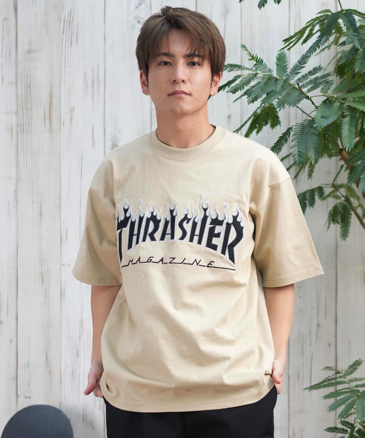 THRASHER スラッシャー 半袖 Tシャツ メンズ フロント刺繍 オーバー