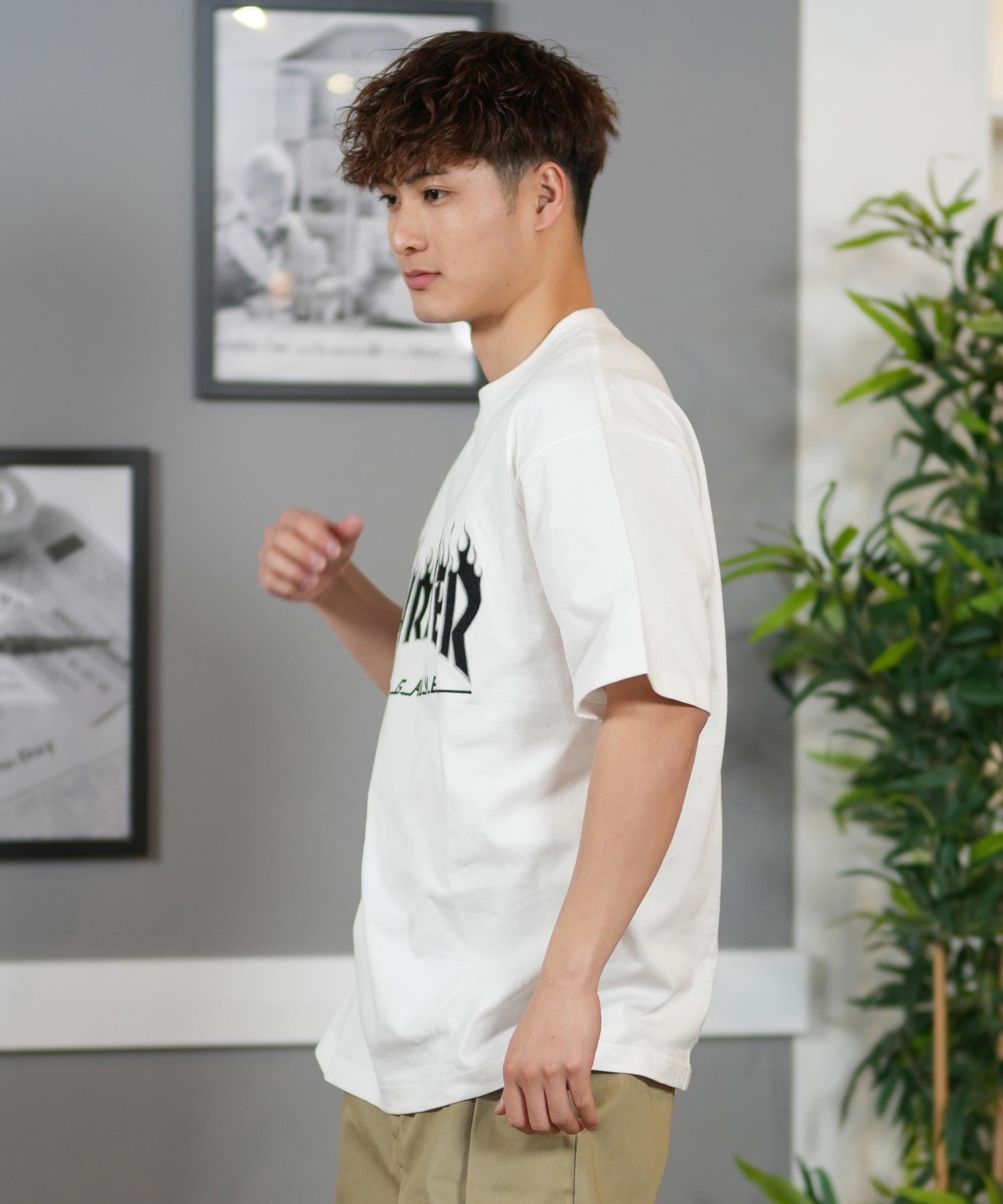 THRASHER スラッシャー 半袖 Tシャツ メンズ フロント刺繍 オーバー