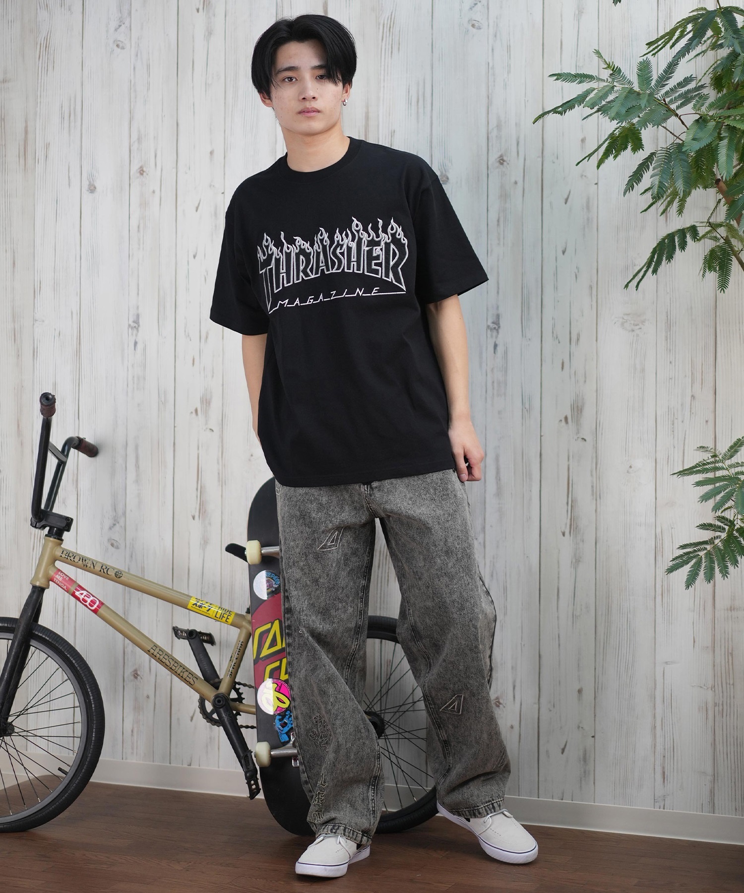 THRASHER スラッシャー 半袖 Tシャツ メンズ フロント刺繍