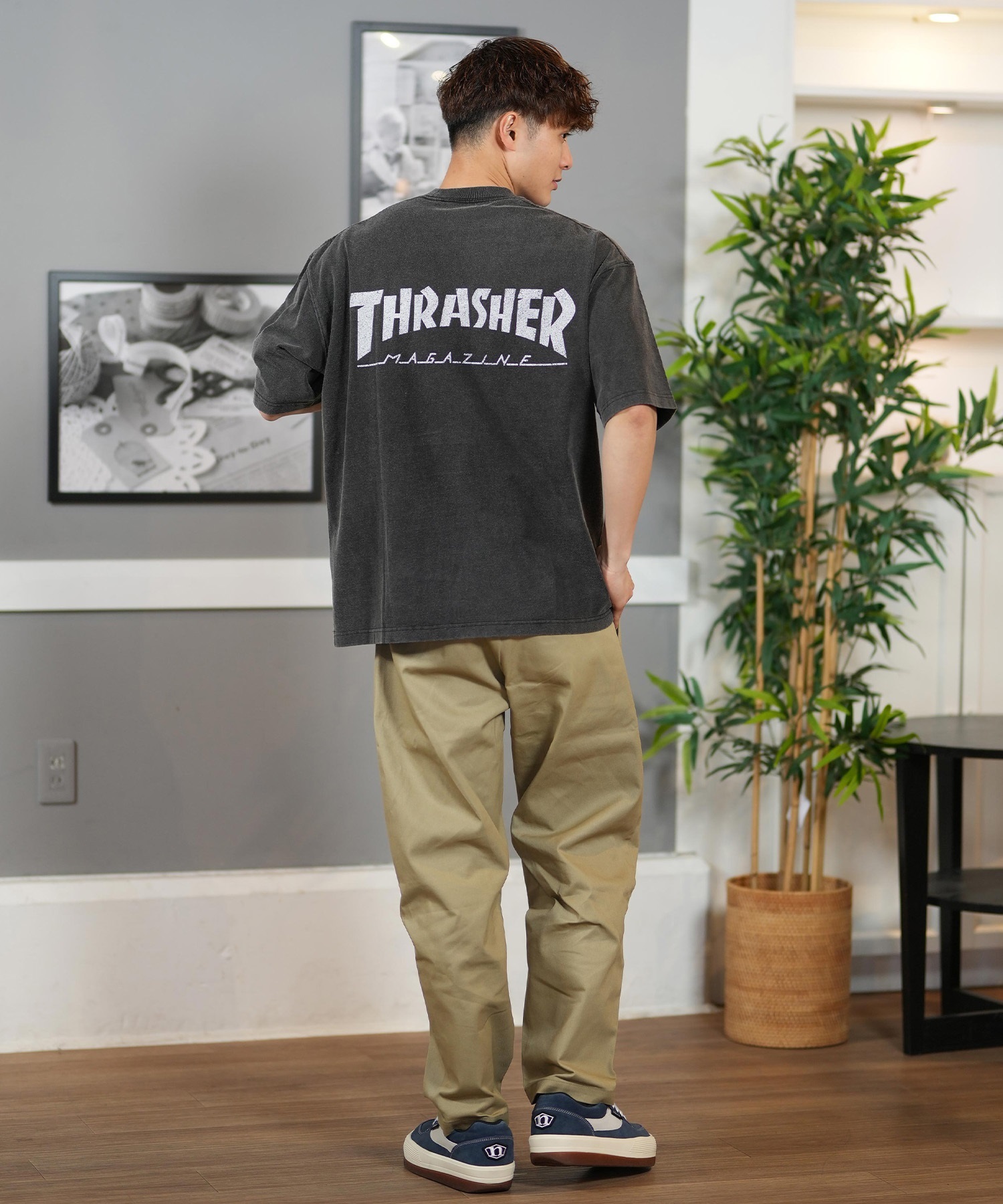 M 00s THRASHER スラッシャー tシャツ 00s THRASHER スラッシャー 半袖Tシャツ フレイムロゴ フェード
