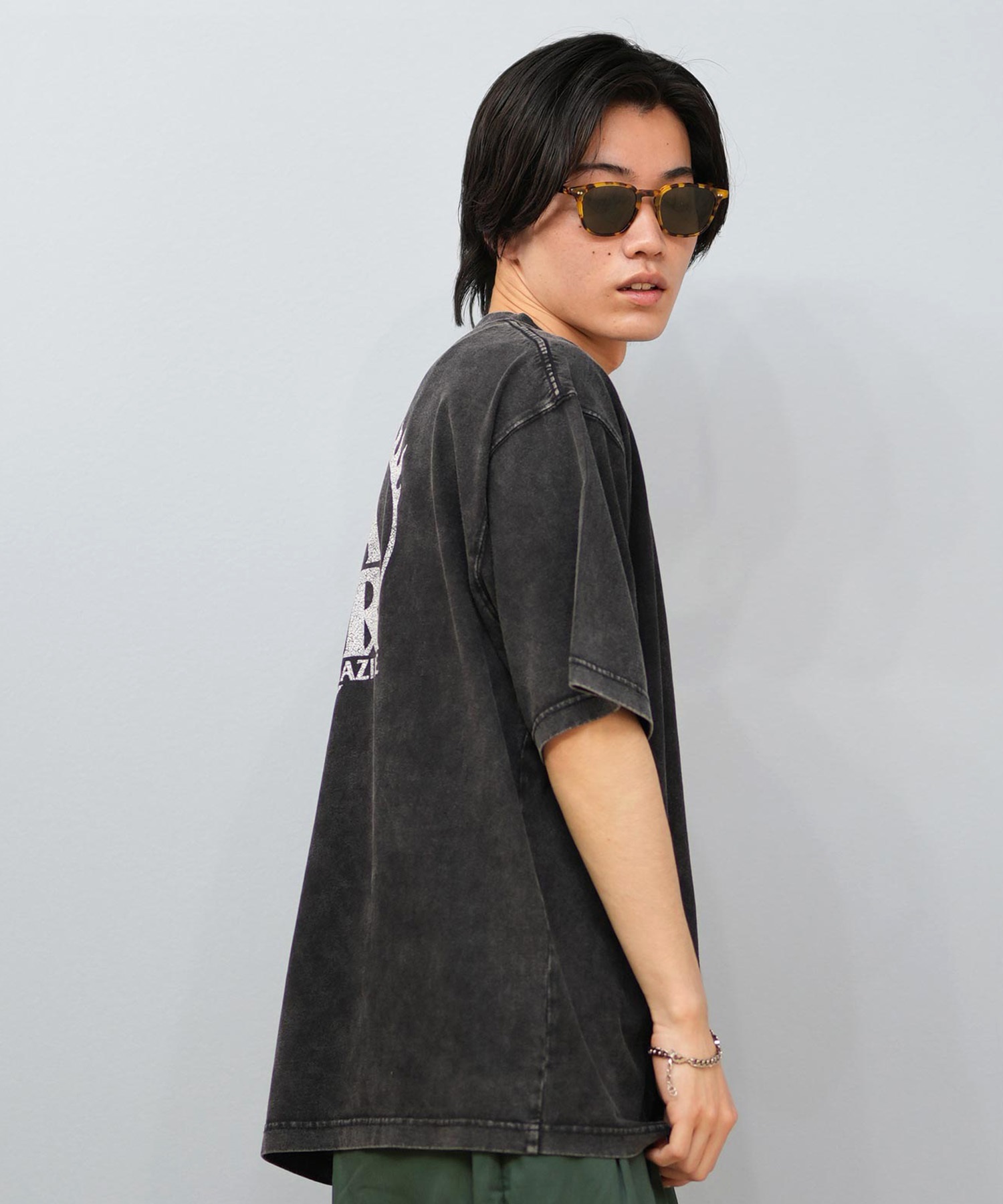 THRASHER スラッシャー 半袖 Tシャツ メンズ バックプリント オーバーサイズ ヴィンテージ加工 253TH1ST044 ムラサキスポーツ限定(WHT-M)