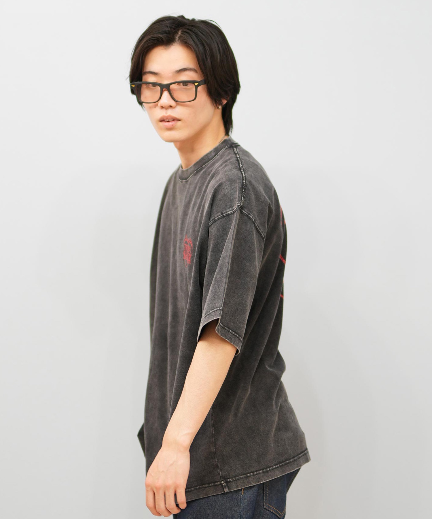 THRASHER スラッシャー 半袖 Tシャツ メンズ バックプリント オーバーサイズ ヴィンテージ加工 253TH1ST044 ムラサキスポーツ限定(WHT-M)