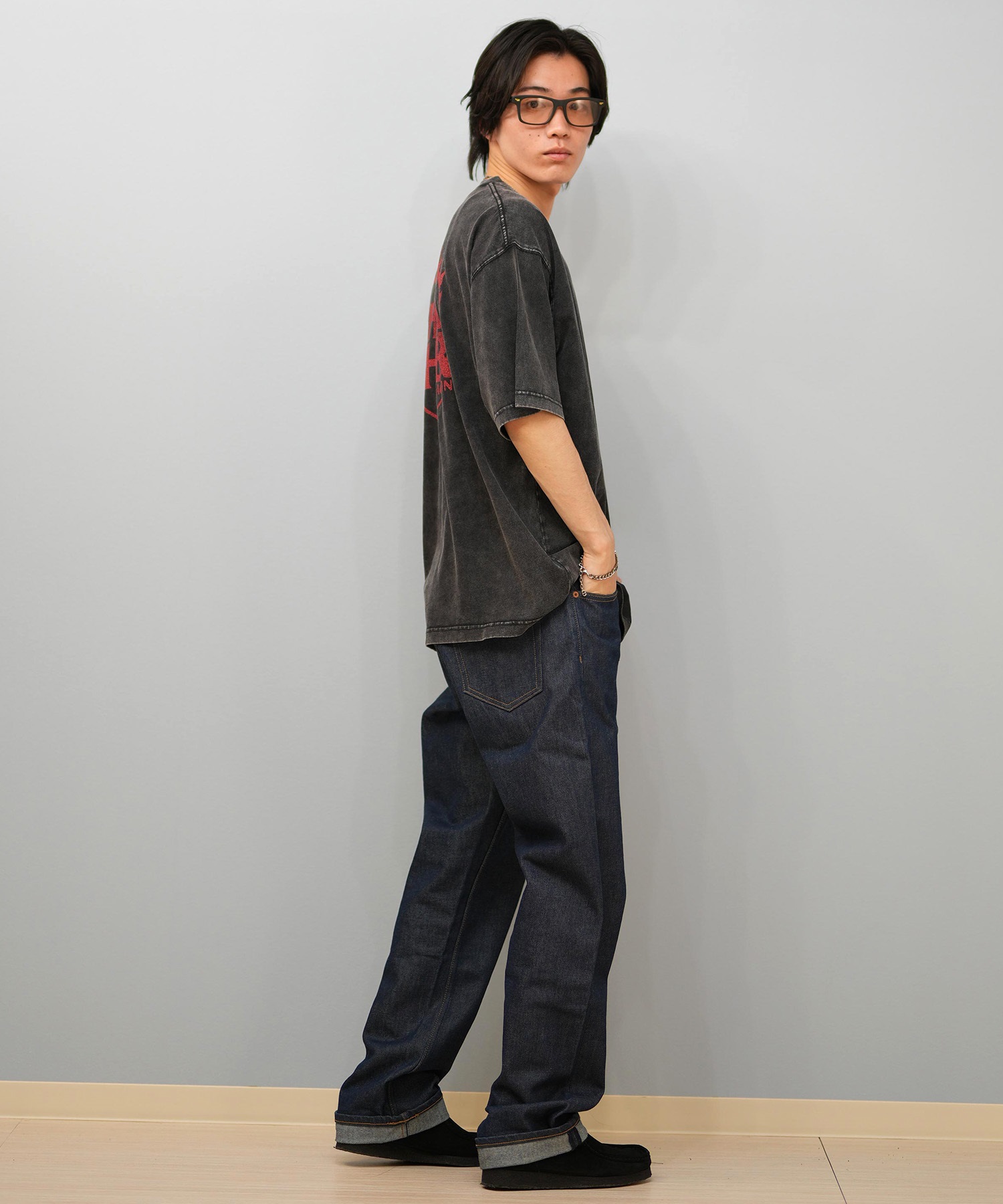 THRASHER スラッシャー 半袖 Tシャツ メンズ バックプリント オーバーサイズ ヴィンテージ加工 253TH1ST044 ムラサキスポーツ限定(WHT-M)