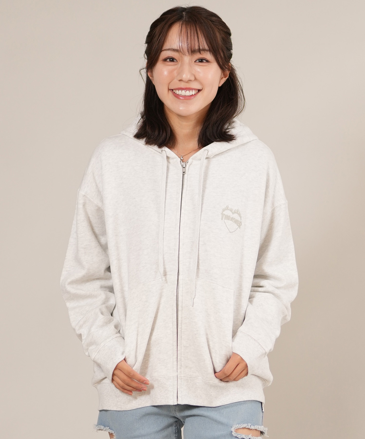 THRASHER スラッシャー ジップアップ パーカー レディース スウェット