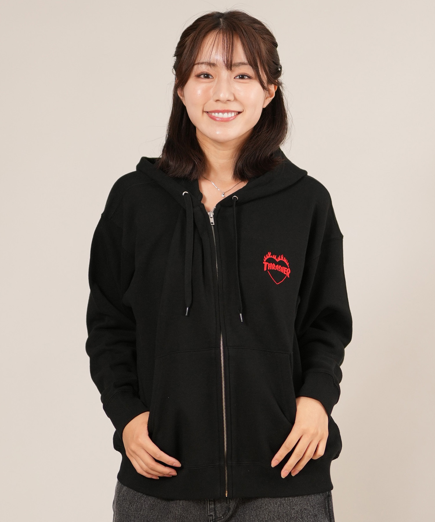 THRASHER スラッシャー ジップアップ パーカー レディース スウェット
