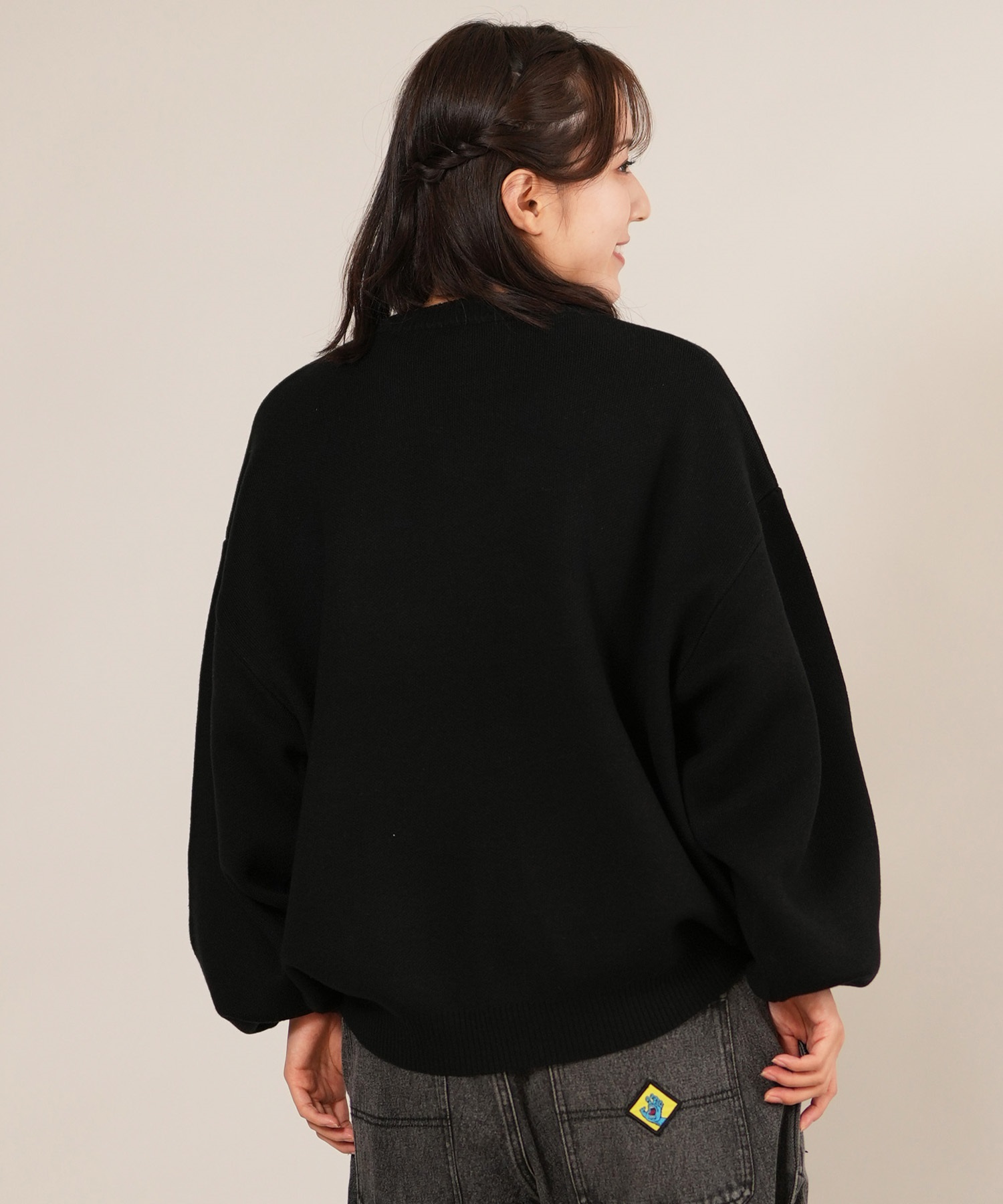 THRASHER スラッシャー ニット セーター レディース クルーネック ロゴ バーニング ハート ワンポイント 254TH2KN053(BLK-FREE)