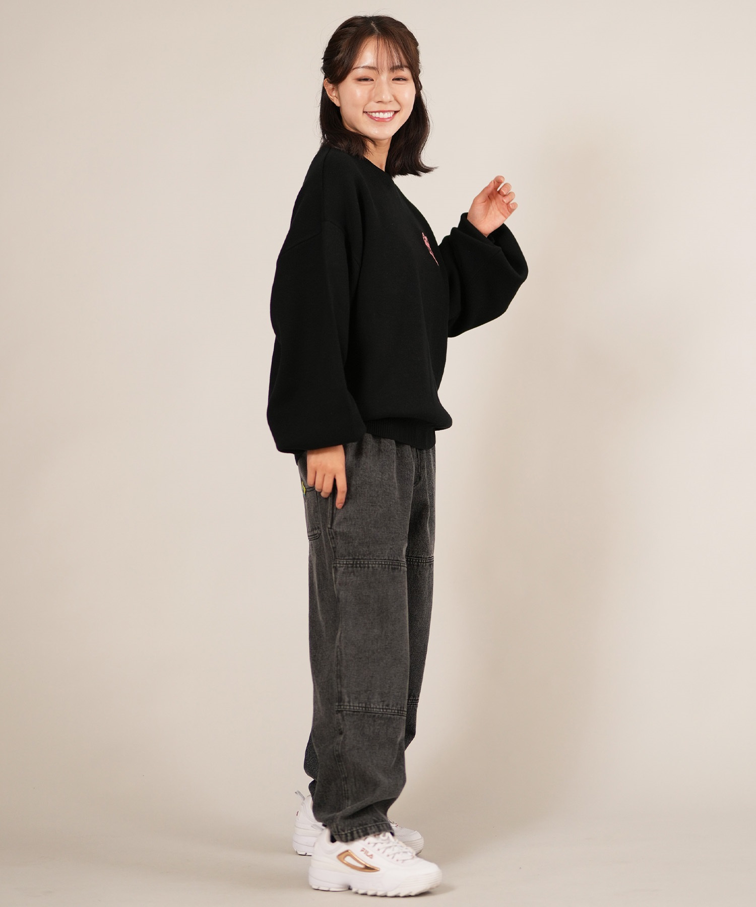 THRASHER スラッシャー ニット セーター レディース クルーネック ロゴ バーニング ハート ワンポイント 254TH2KN053(BLK-FREE)