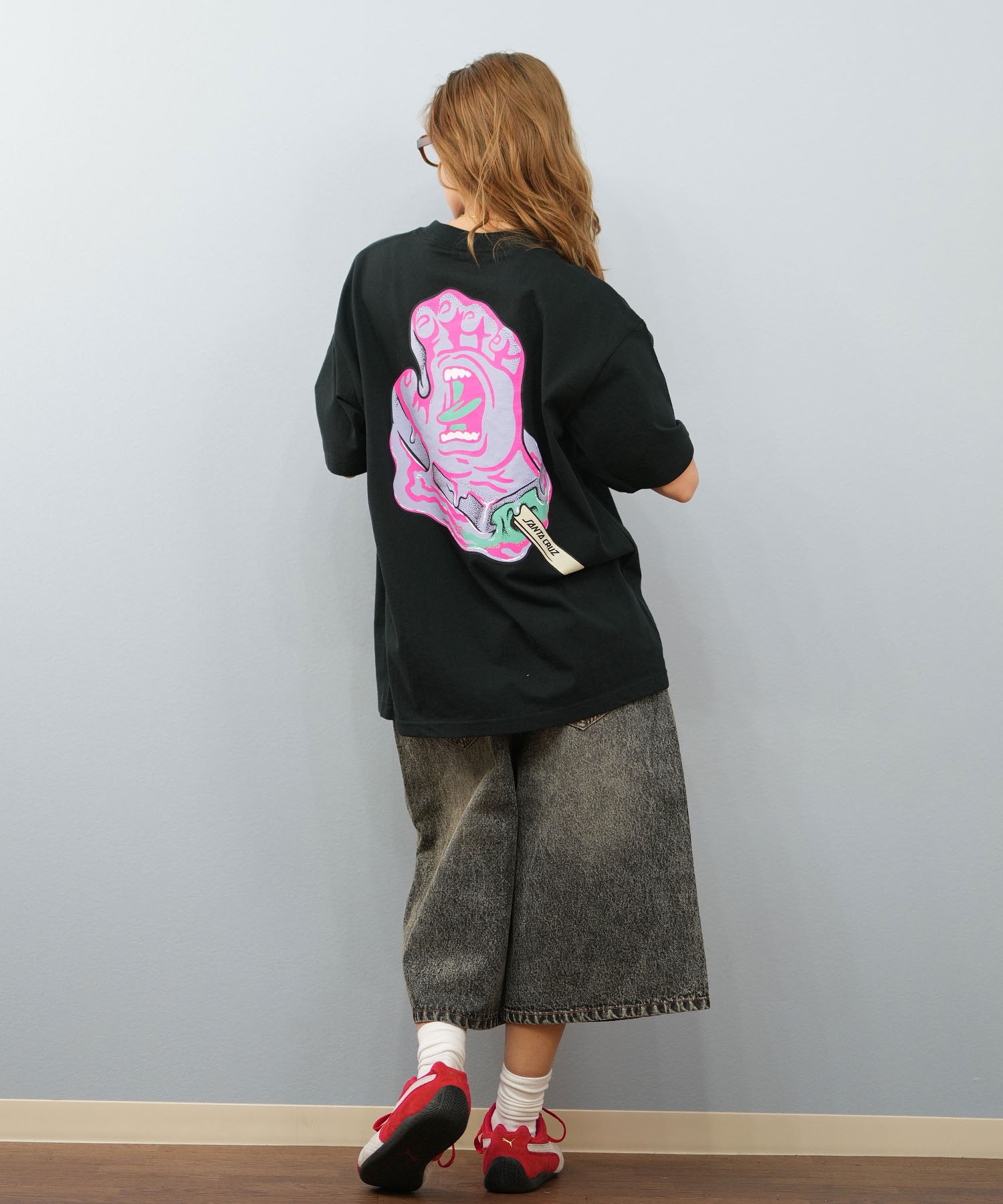 THRASHER スラッシャー ハーフパンツ ショートパンツ レディース ユニセックス デニム パンツ Gパン 刺しゅう 253TH2SP043(BLK-S)