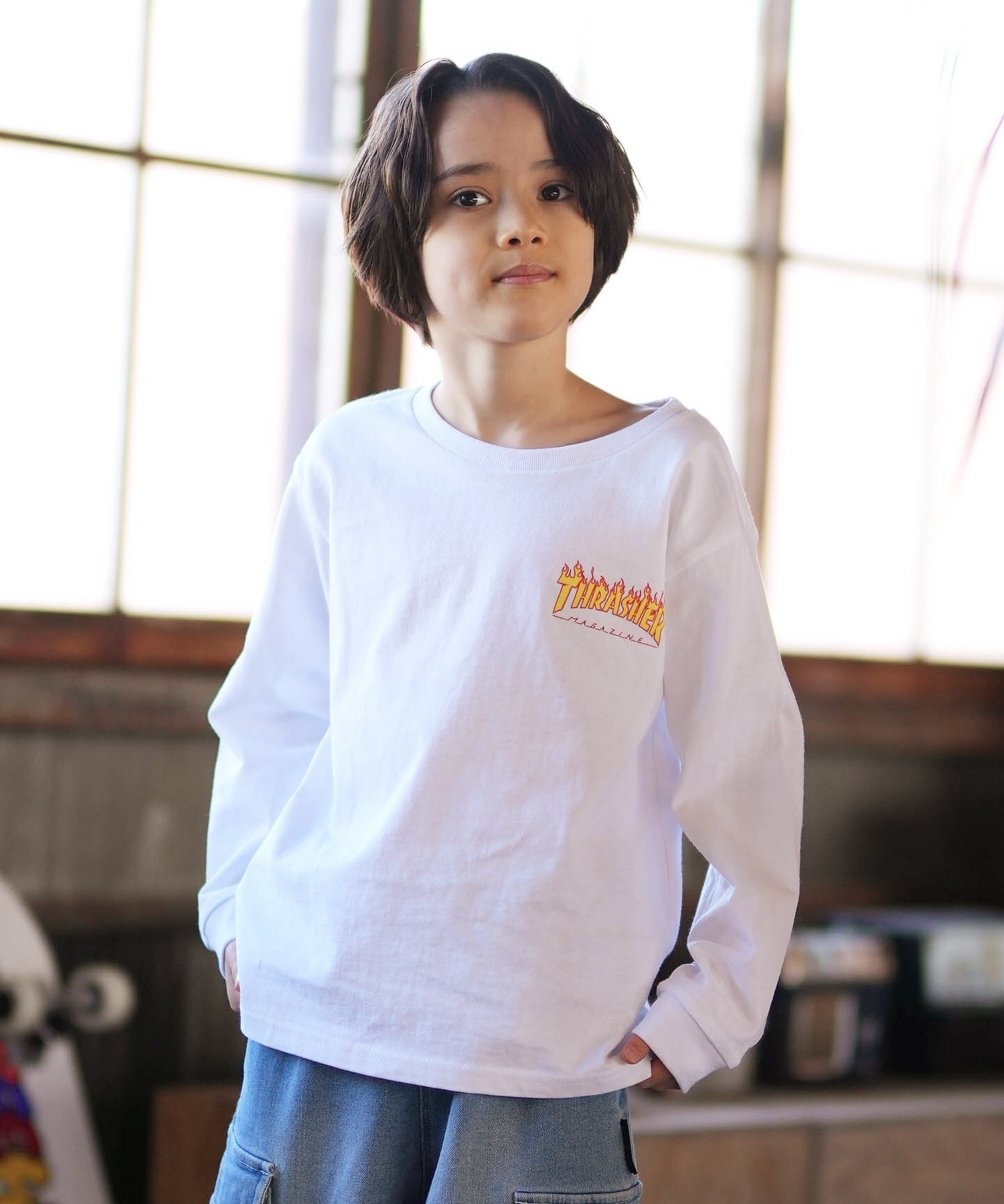 THRASHER スラッシャー 長袖 Tシャツ ロンT キッズ ジュニア 子供
