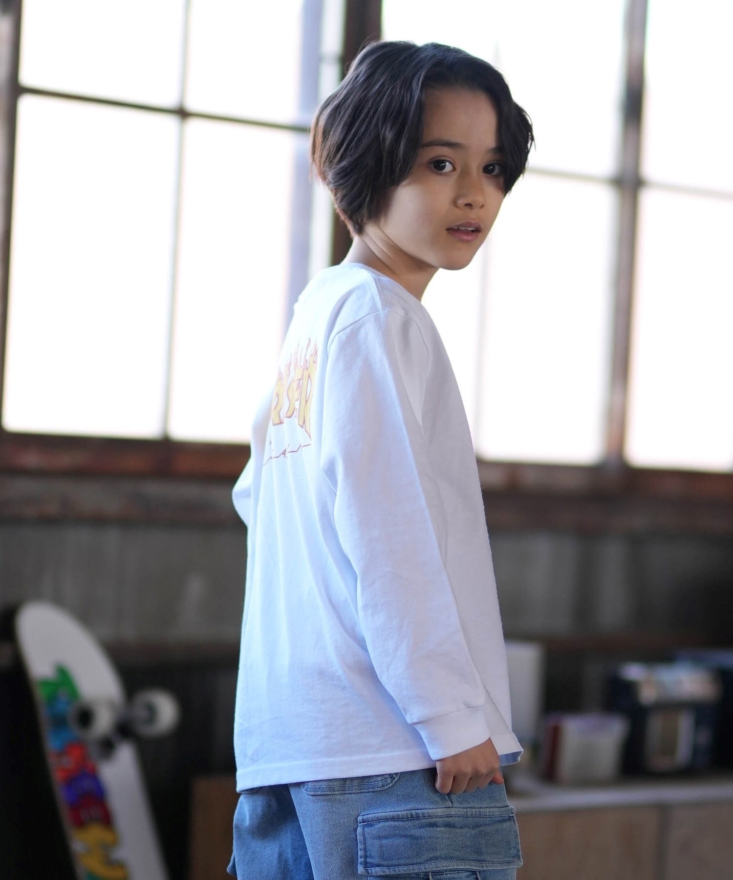 THRASHER スラッシャー 長袖 Tシャツ ロンT キッズ ジュニア 子供