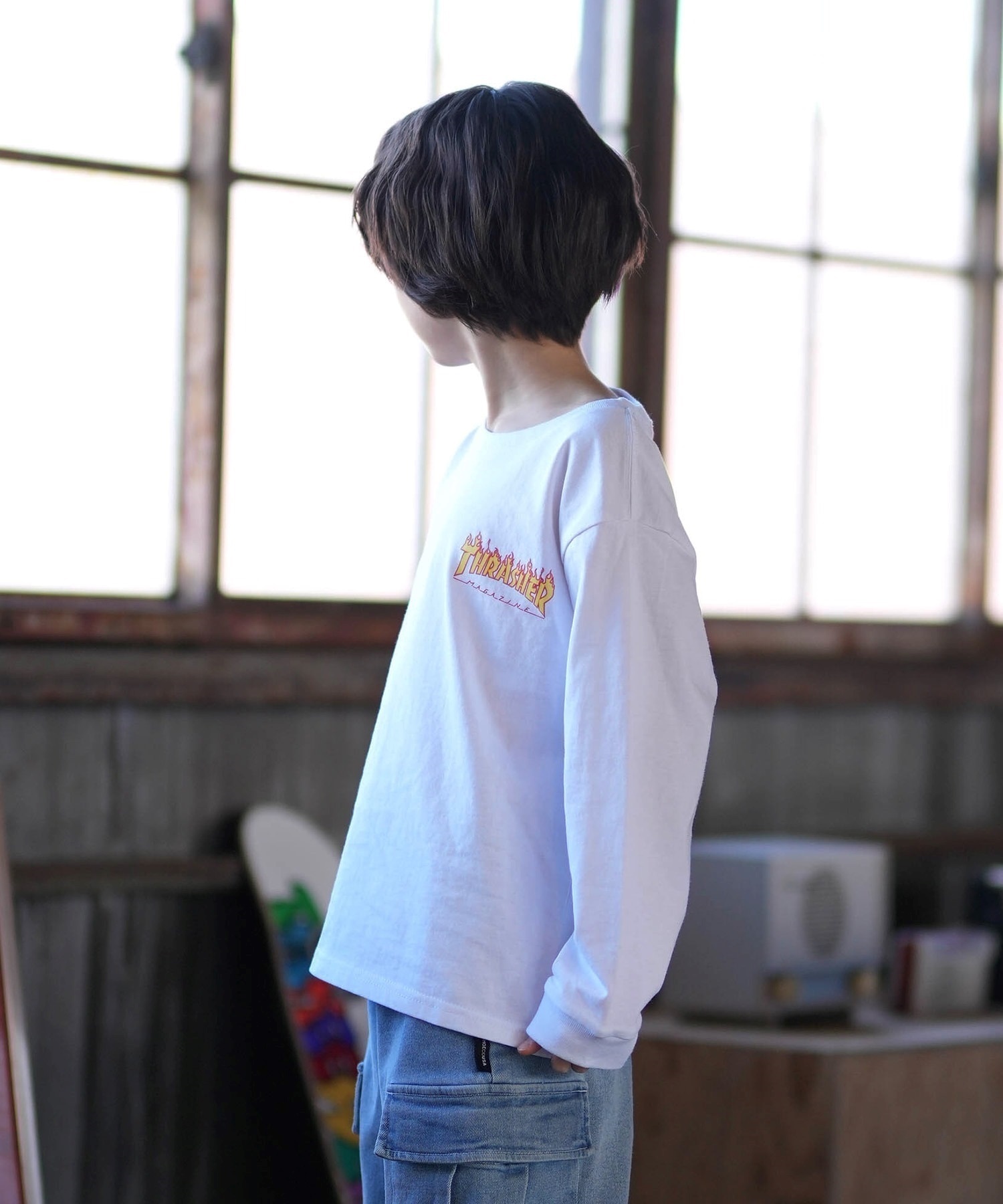 THRASHER スラッシャー 長袖 Tシャツ ロンT キッズ ジュニア 子供