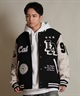 DEAR LAUREL ディアローレル × Pla-Jac プラジャック アウター スタジャン メンズ スタジアム ジャケット 防風 LA VARSITY JACKET D25F-0101(BK/WT-M)