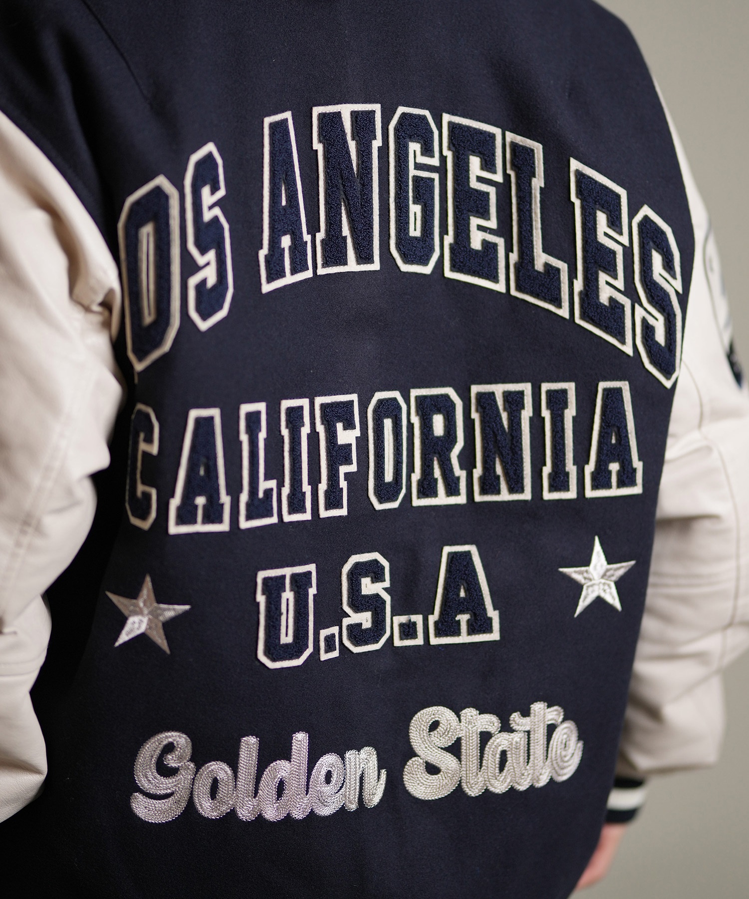 DEAR LAUREL ディアローレル × Pla-Jac プラジャック アウター スタジャン メンズ スタジアム ジャケット 防風 LA VARSITY JACKET D25F-0101(BK/WT-M)