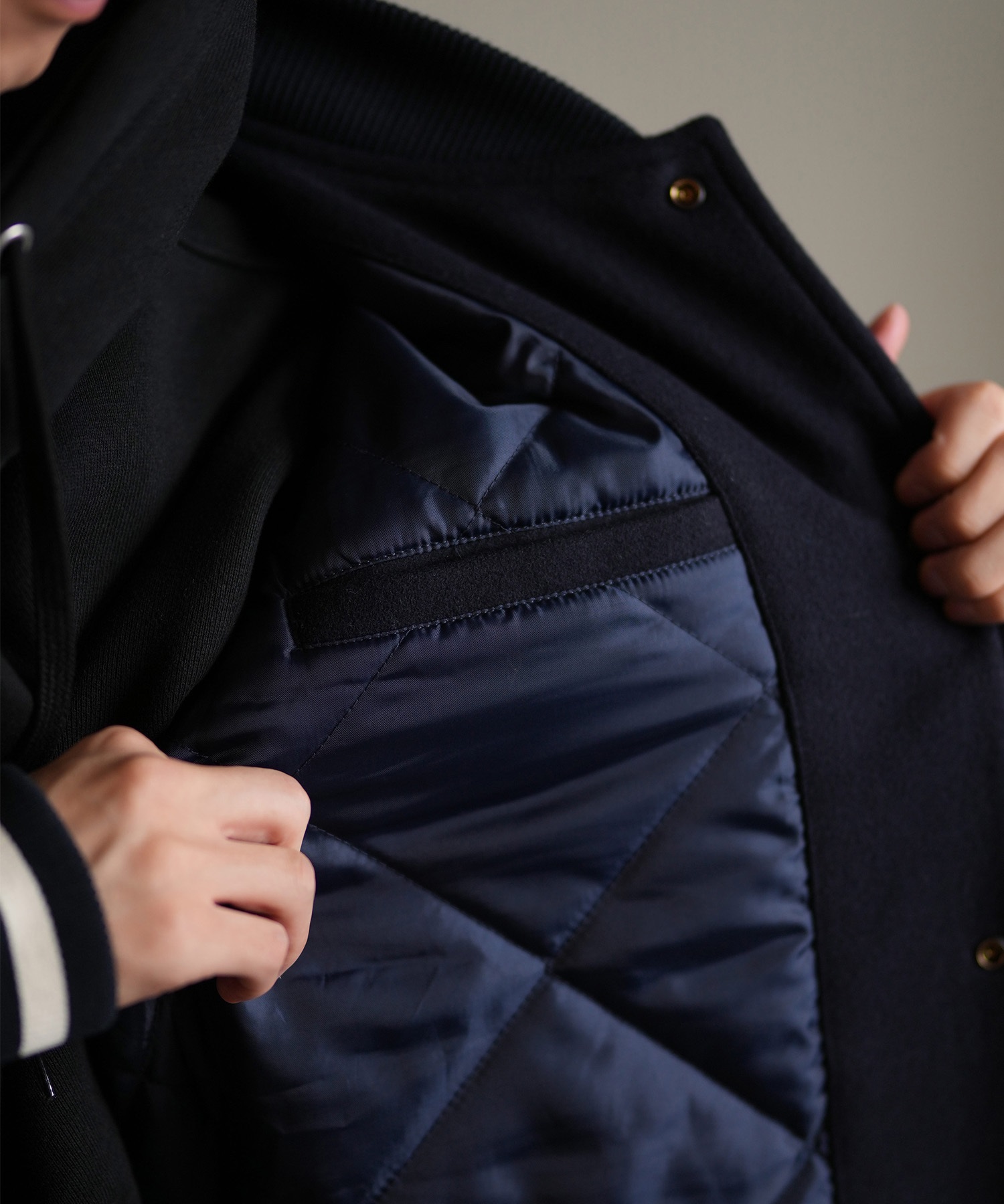 DEAR LAUREL ディアローレル × Pla-Jac プラジャック アウター スタジャン メンズ スタジアム ジャケット 防風 LA VARSITY JACKET D25F-0101(BK/WT-M)