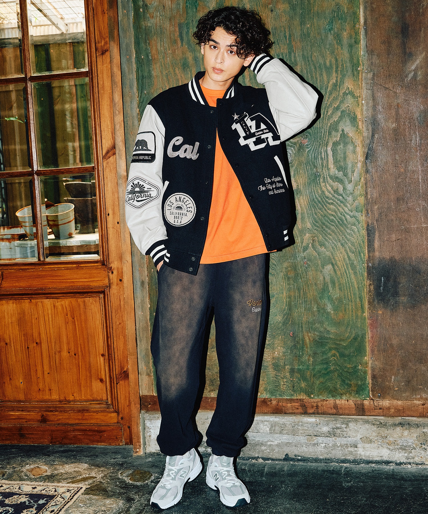 DEAR LAUREL ディアローレル × Pla-Jac プラジャック アウター スタジャン メンズ スタジアム ジャケット 防風 LA VARSITY JACKET D25F-0101(BK/WT-M)