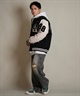 DEAR LAUREL ディアローレル × Pla-Jac プラジャック アウター スタジャン メンズ スタジアム ジャケット 防風 LA VARSITY JACKET D25F-0101(BK/WT-M)