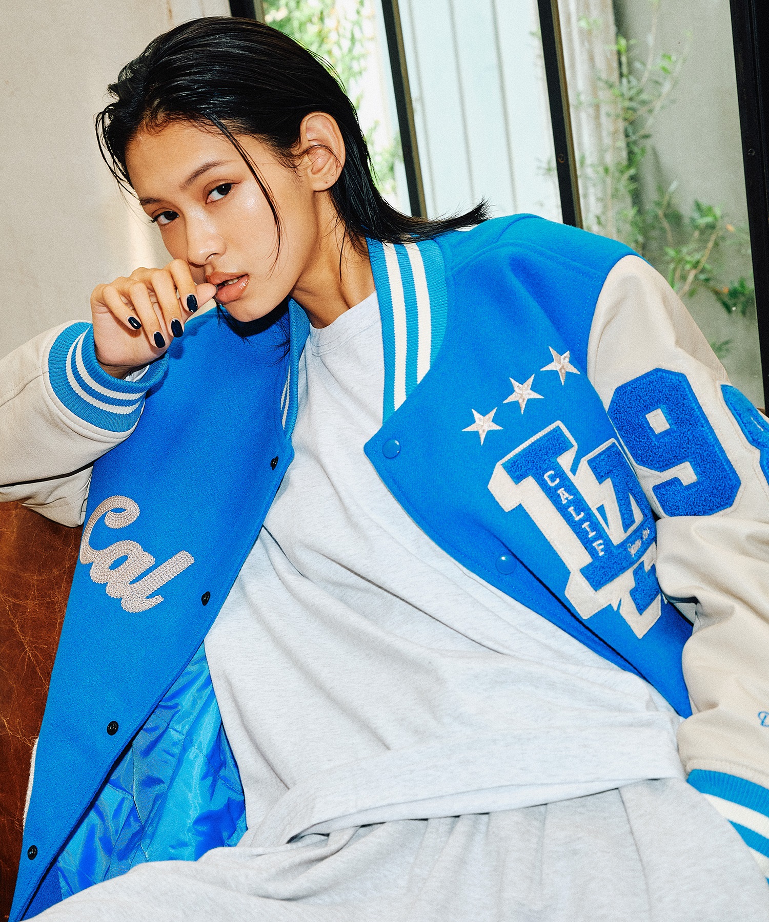 DEAR LAUREL ディアローレル × Pla-Jac プラジャック アウター スタジャン メンズ スタジアム ジャケット 防風 LA VARSITY JACKET D25F-0101(BK/WT-M)