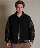 DEAR LAUREL ディアローレル × Pla-Jac プラジャック アウター スタジャン メンズ スタジアム ジャケット 防風 VARSITY JACKET D25F-0102(BK/BK-M)