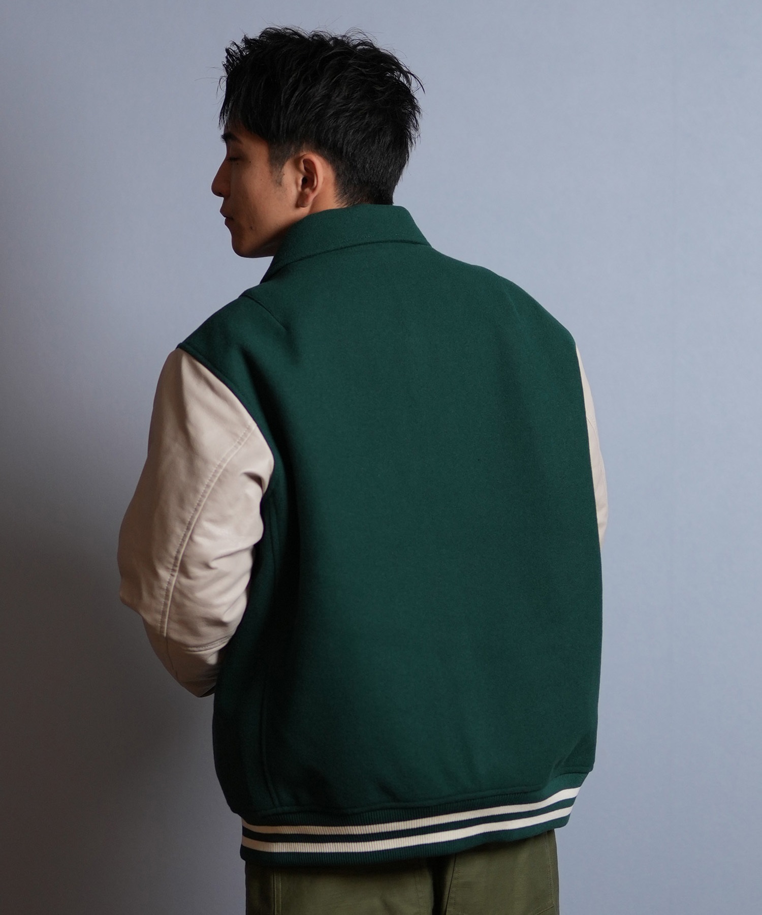DEAR LAUREL ディアローレル × Pla-Jac プラジャック アウター スタジャン メンズ スタジアム ジャケット 防風 VARSITY JACKET D25F-0102(BK/BK-M)