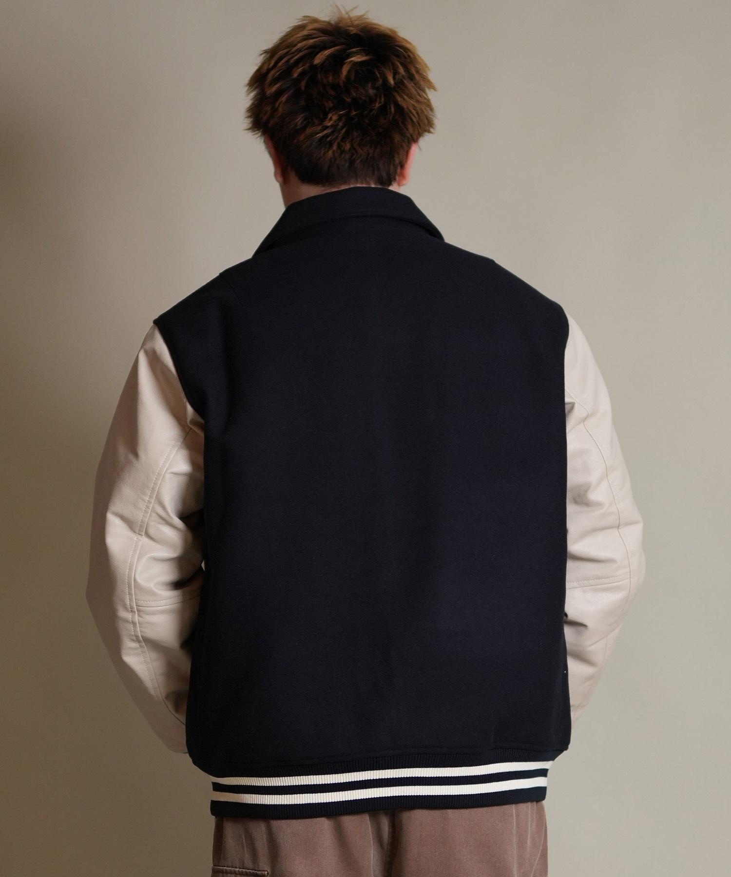 DEAR LAUREL ディアローレル × Pla-Jac プラジャック アウター スタジャン メンズ スタジアム ジャケット 防風 VARSITY JACKET D25F-0102(BK/BK-M)